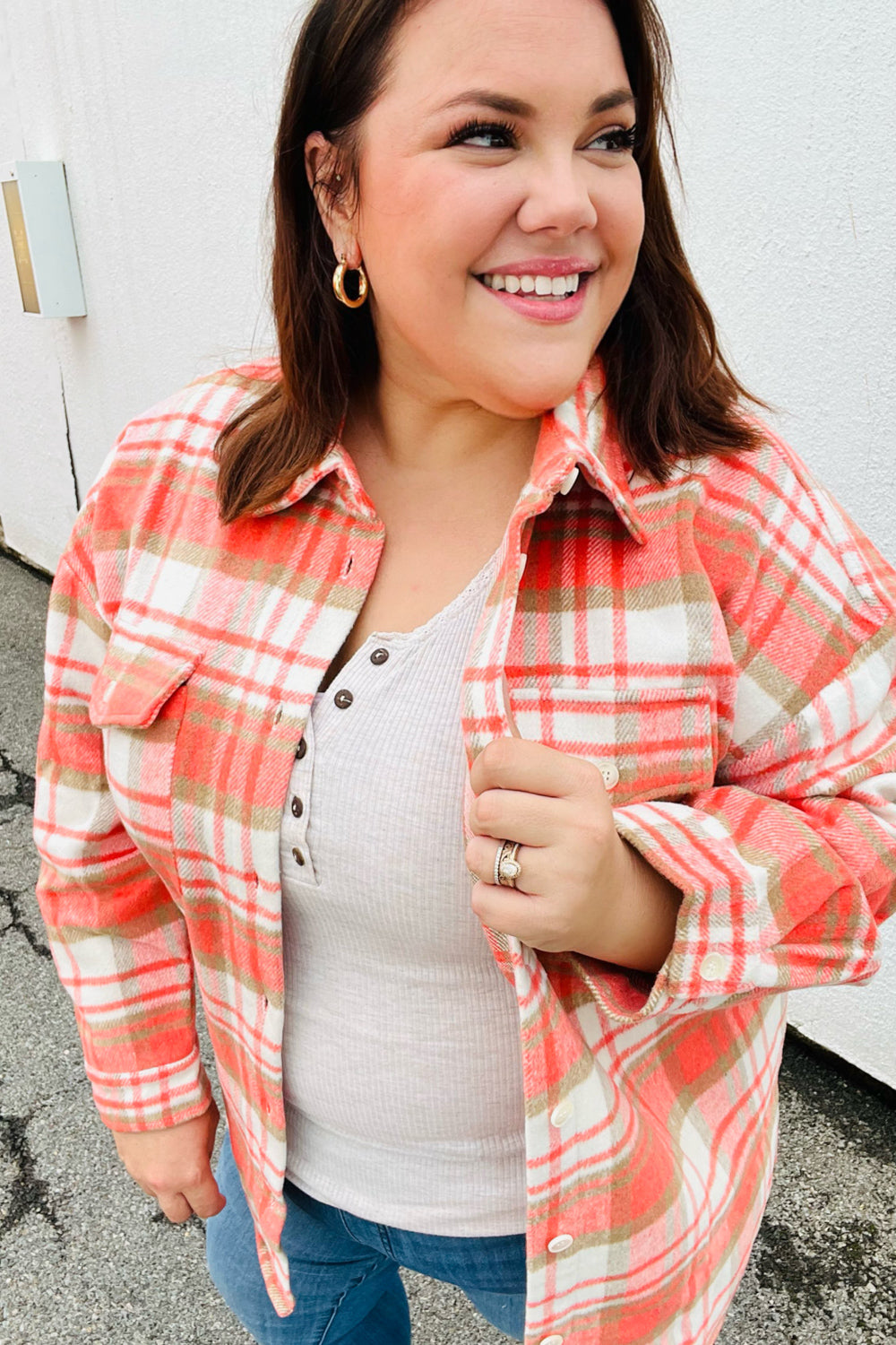 Layer Up Plaid Flannel Button Down Shacket