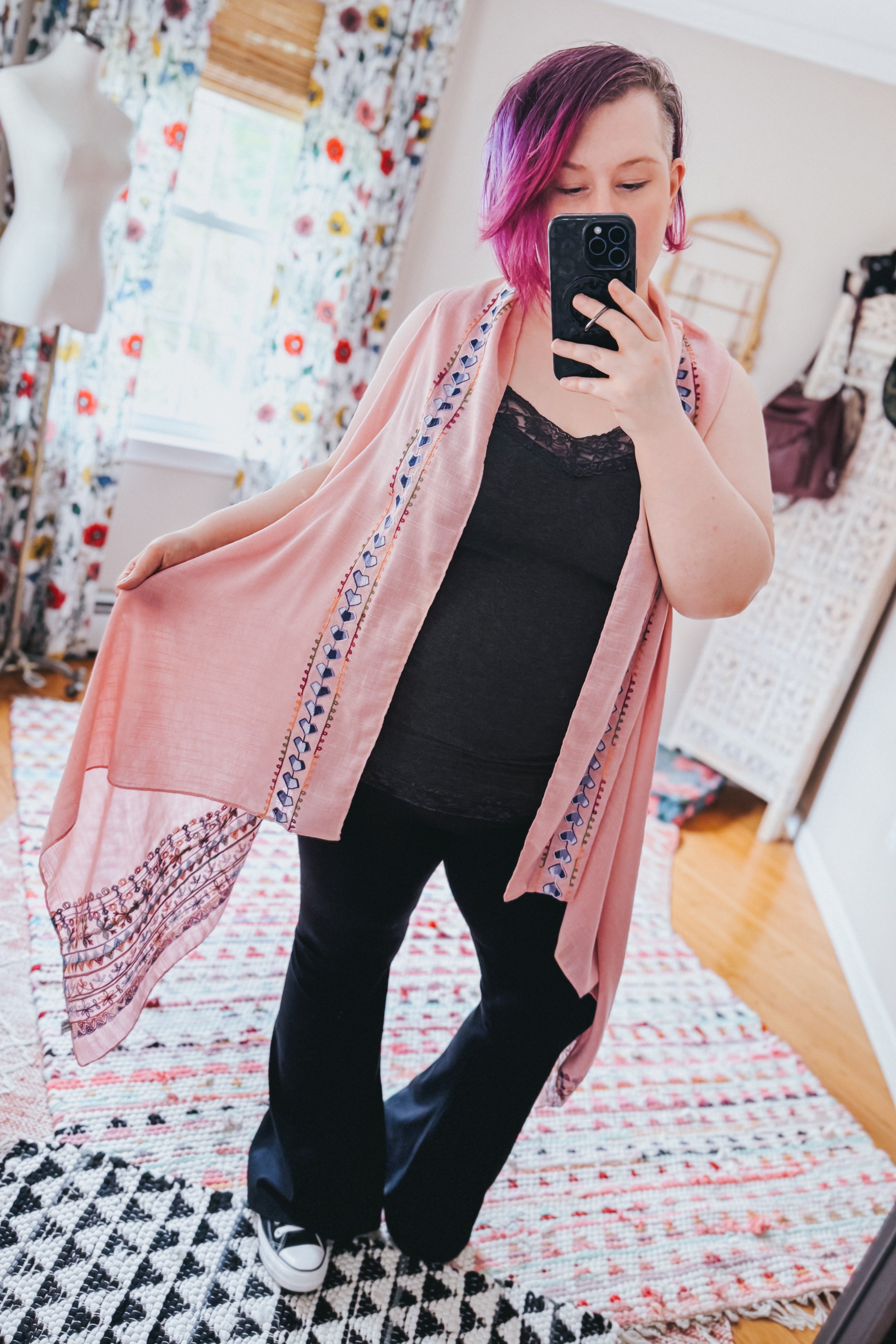 Aria Embroidered Sleeveless Duster • Blush