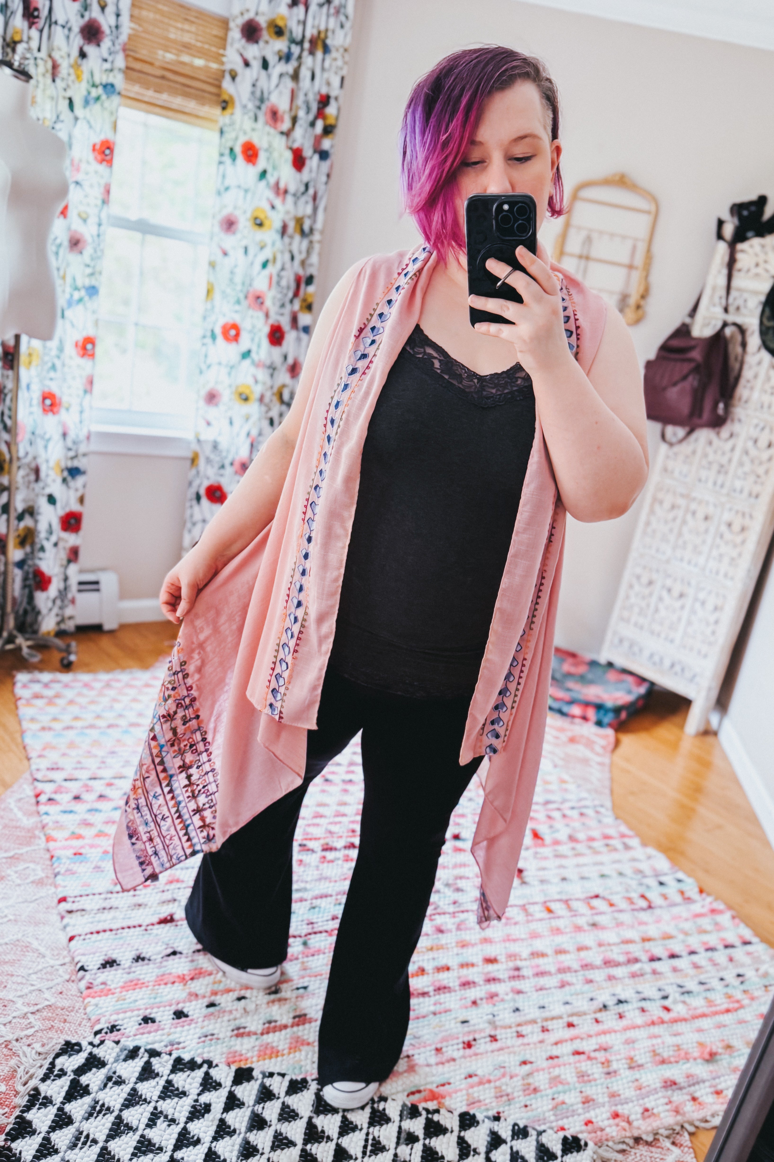 Aria Embroidered Sleeveless Duster • Blush