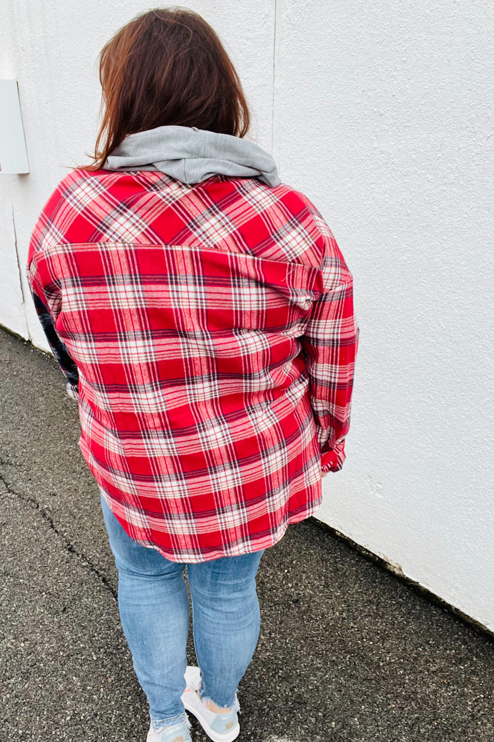 Thanks For The Memories Plaid Color Block Hoodie Shacket