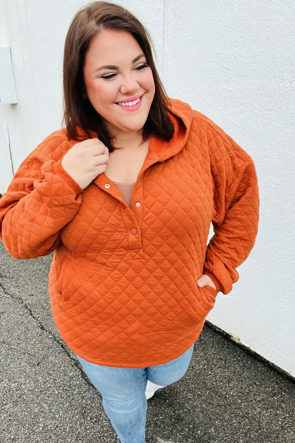 Feeling Bold Quilted Quarter Snap Hoodie