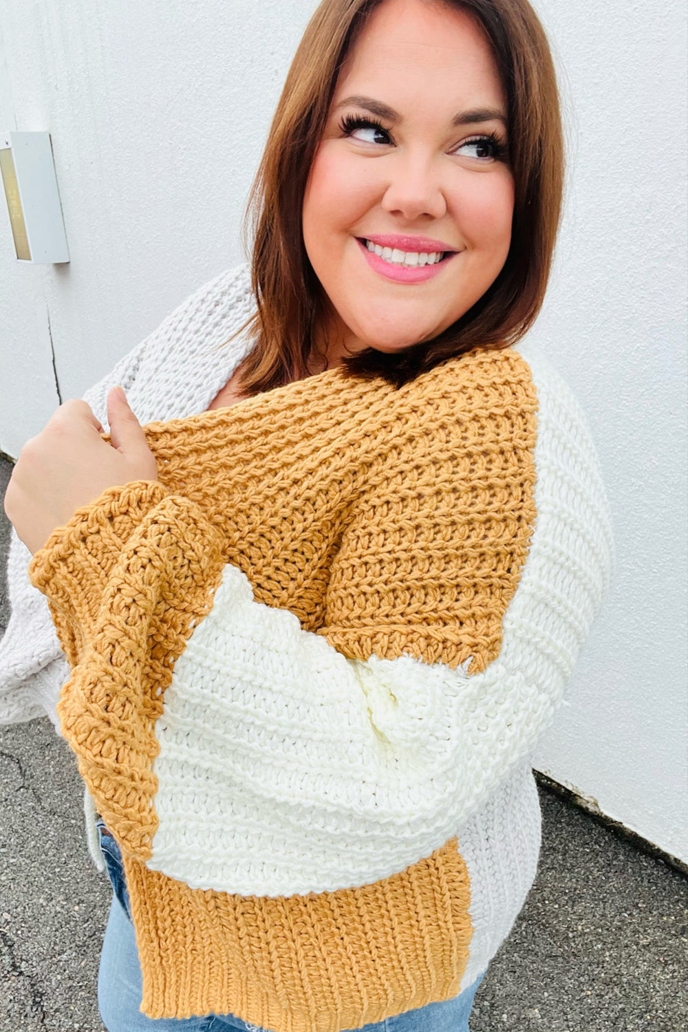 Face The Day Color Block Chunky Knit Cardigan