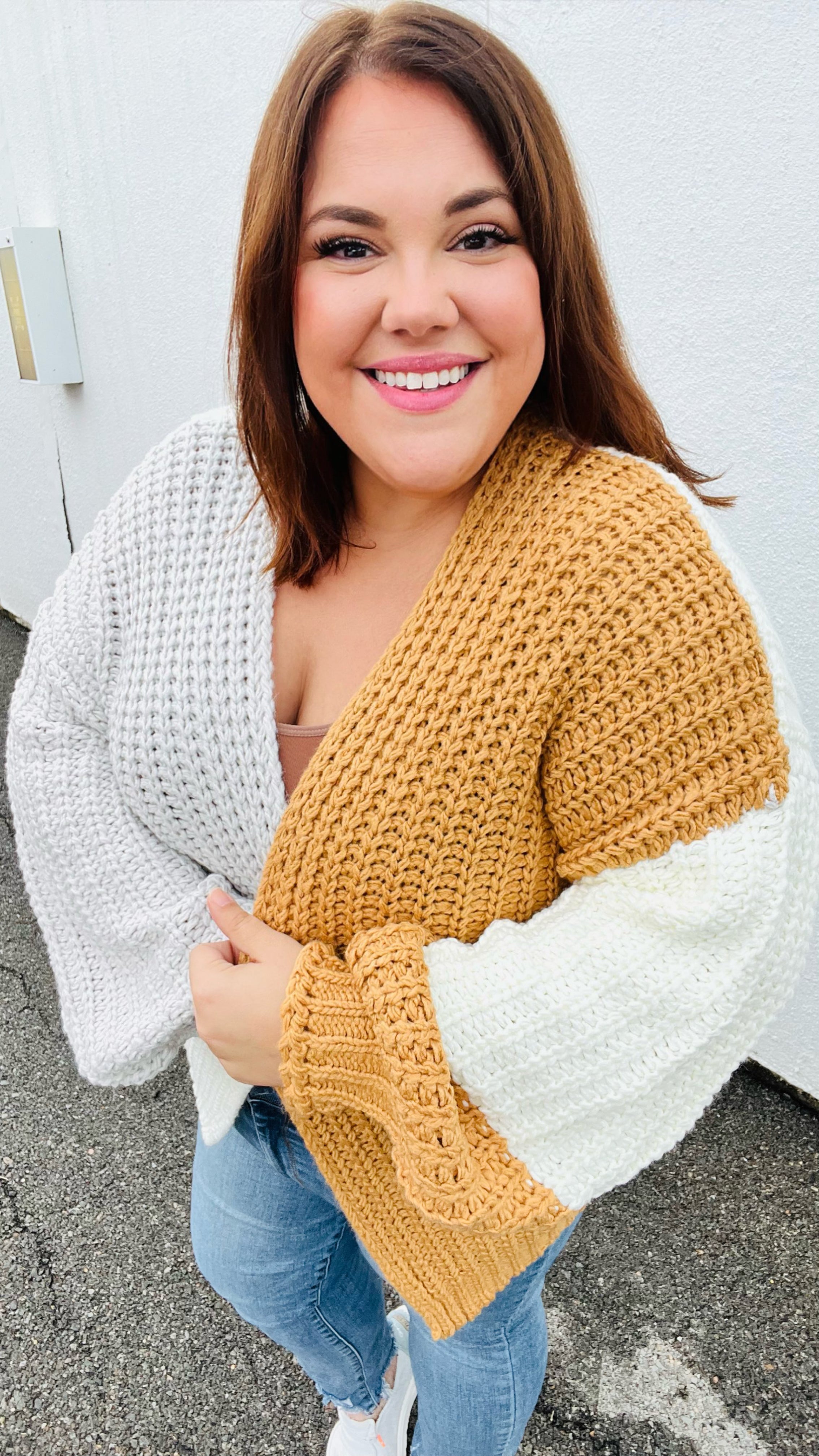Face The Day Color Block Chunky Knit Cardigan