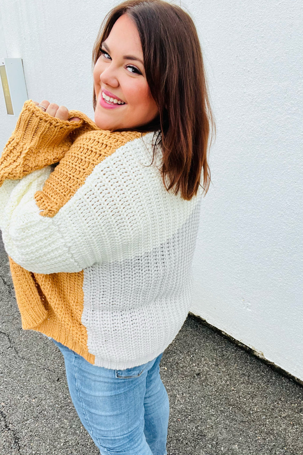 Face The Day Color Block Chunky Knit Cardigan