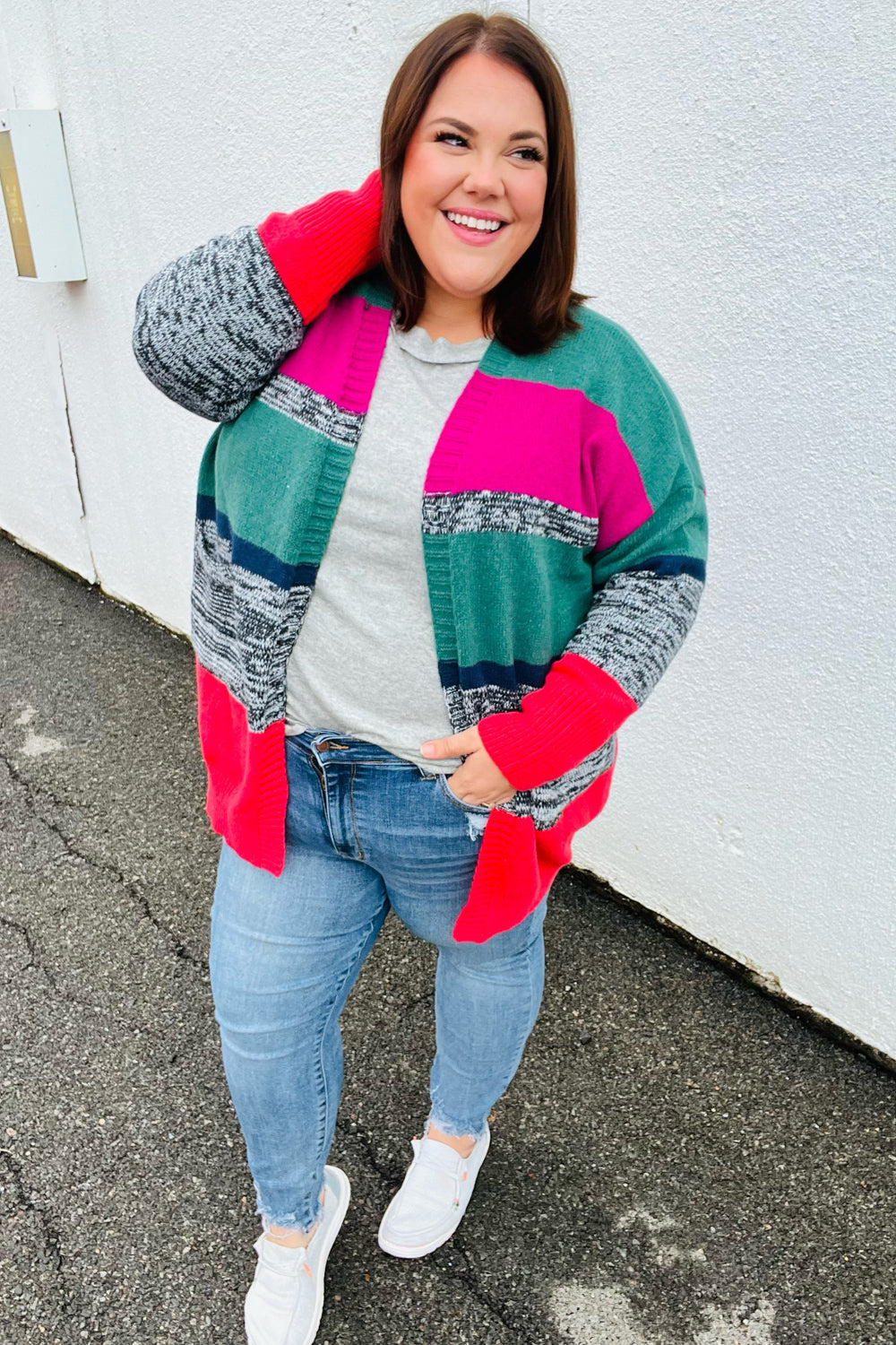 Face The Day Two Tone Cardigan