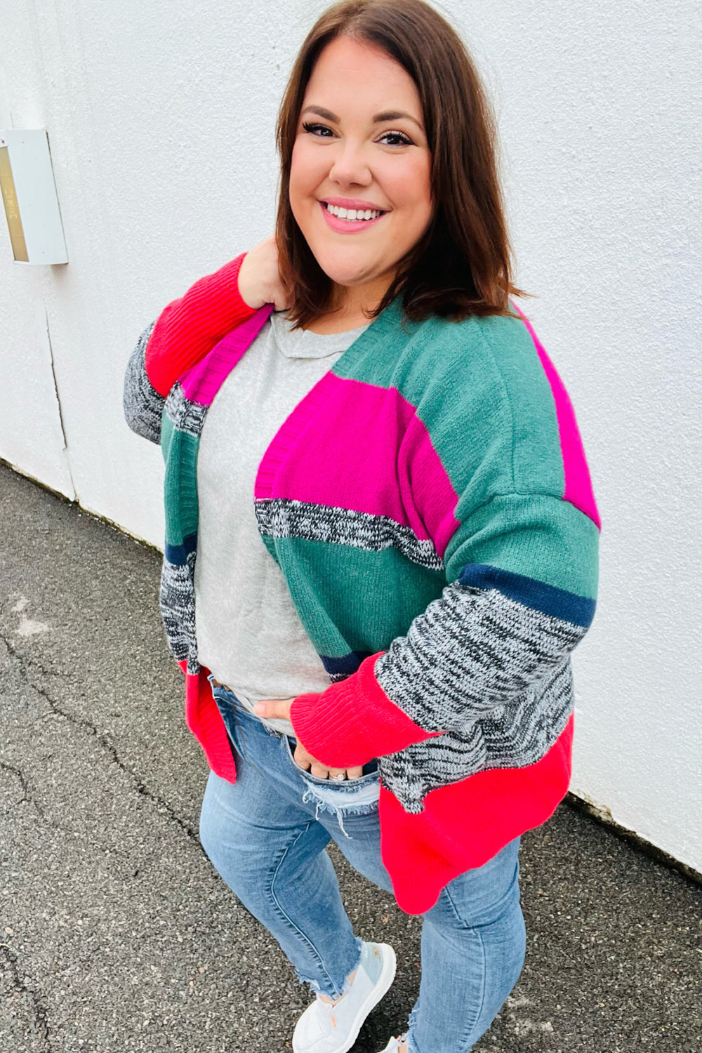 Face The Day Two Tone Cardigan