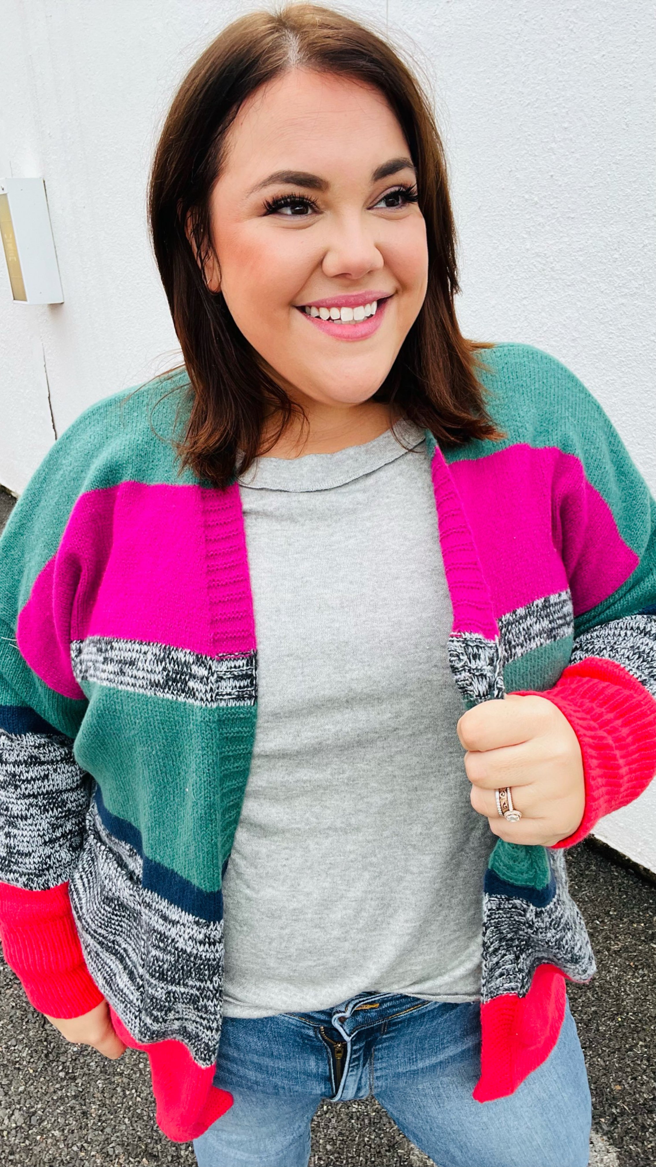 Face The Day Two Tone Cardigan