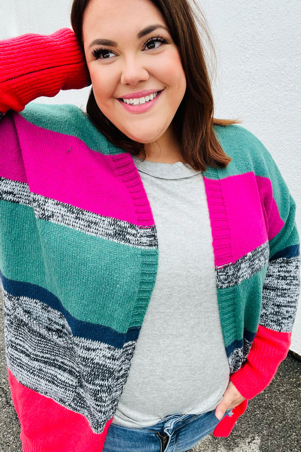 Face The Day Two Tone Cardigan