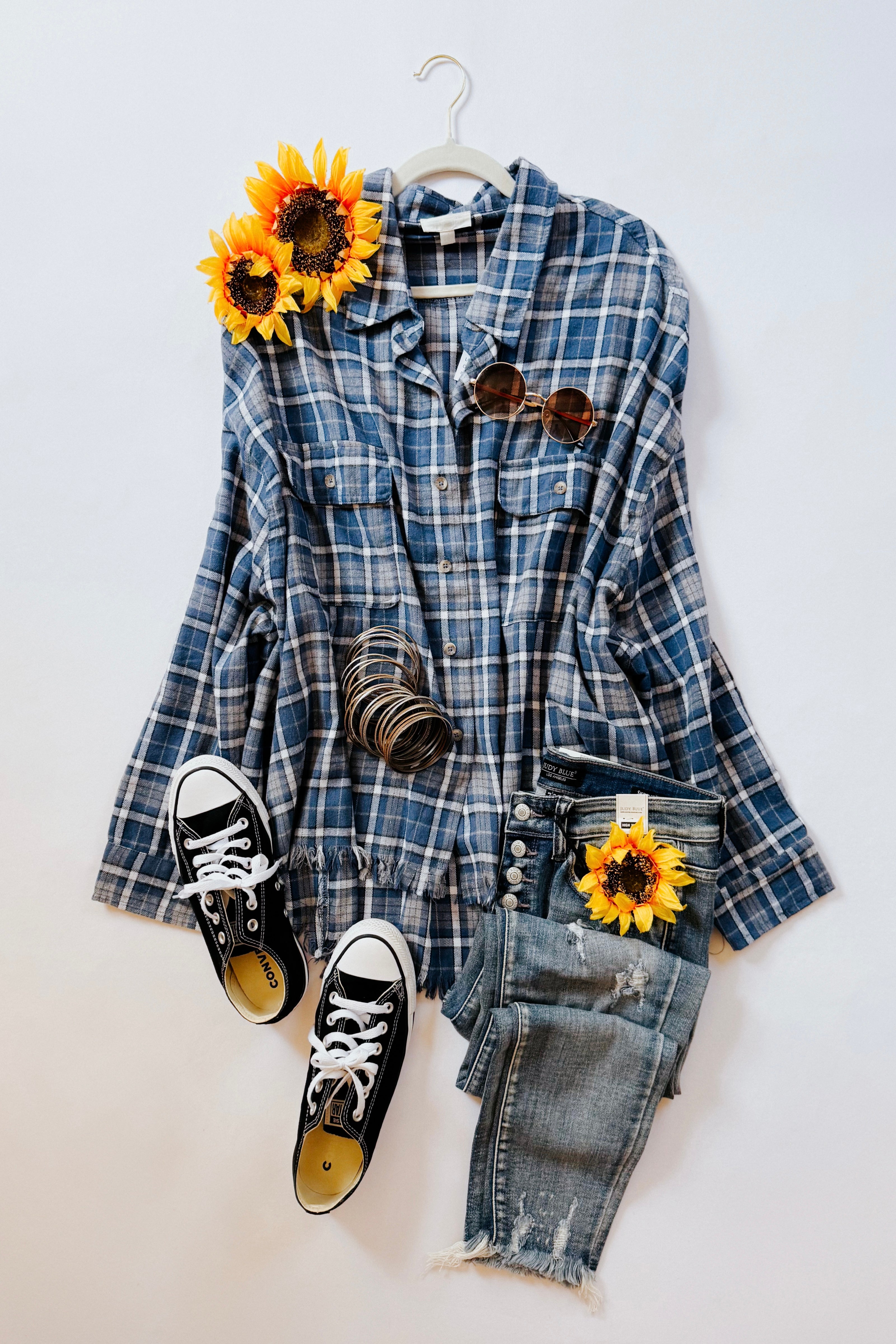 Perfect Find Plaid Dolman Button Up Shirt • Blue