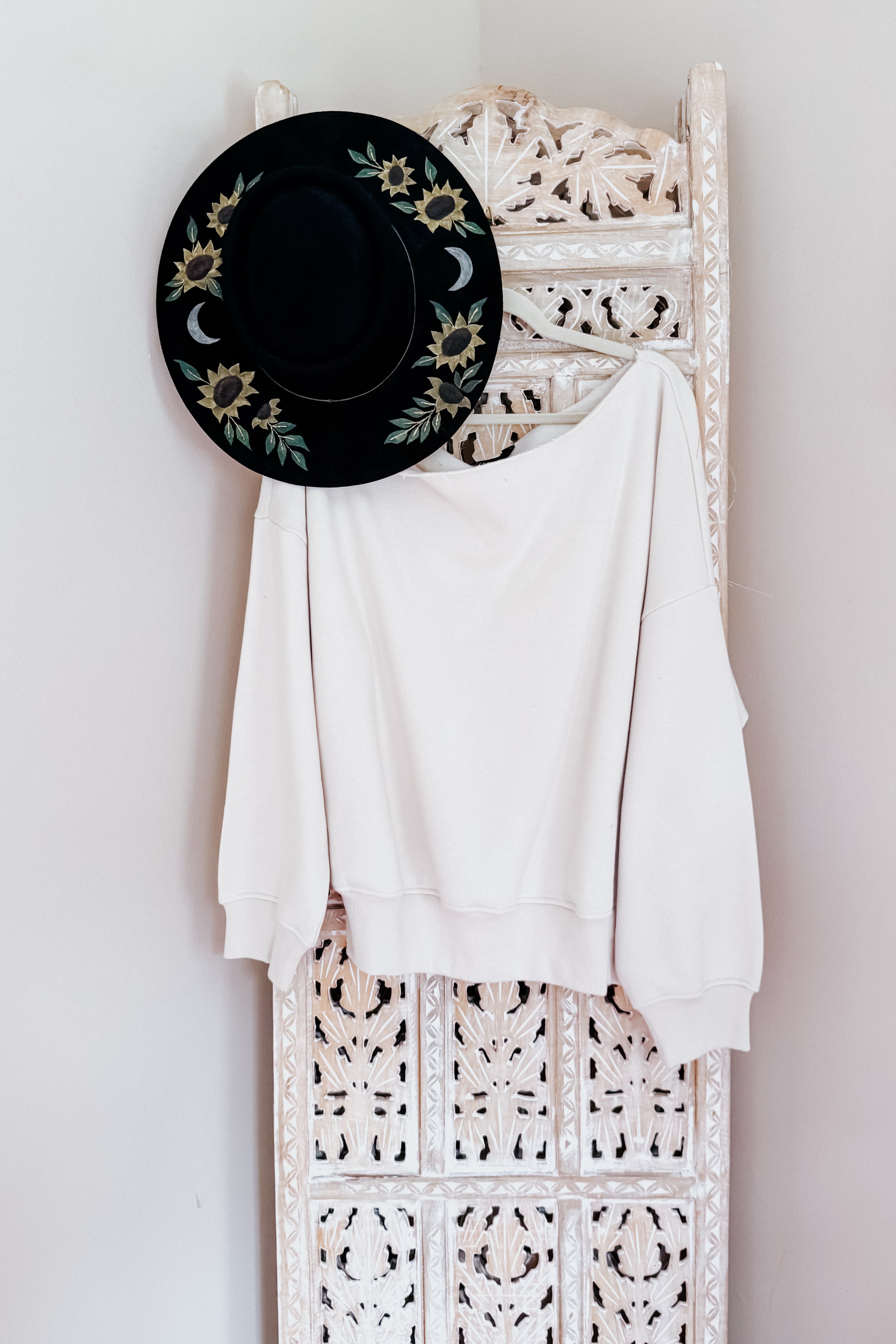 Side Hustle Off Shoulder Long Sleeve Top • Bone