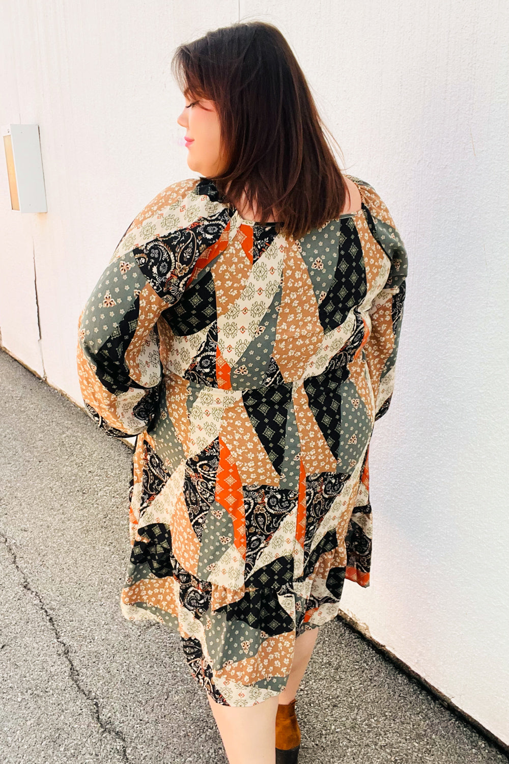 Prepared For Anything Boho Patchwork Midi Dress