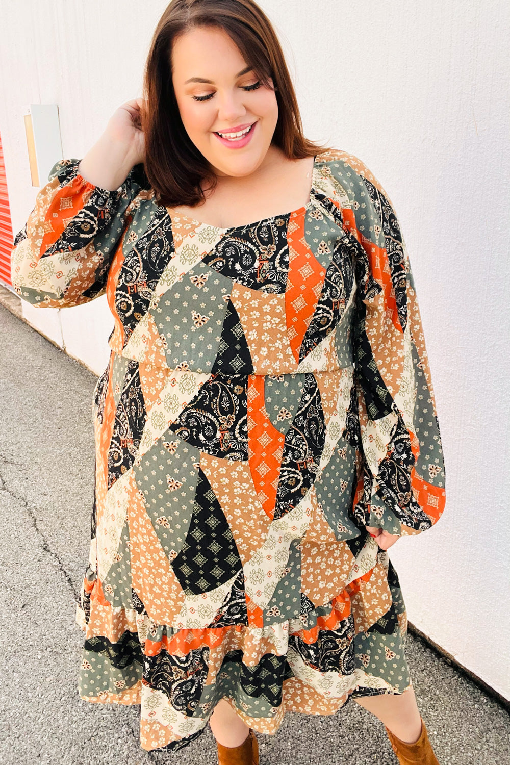 Prepared For Anything Boho Patchwork Midi Dress