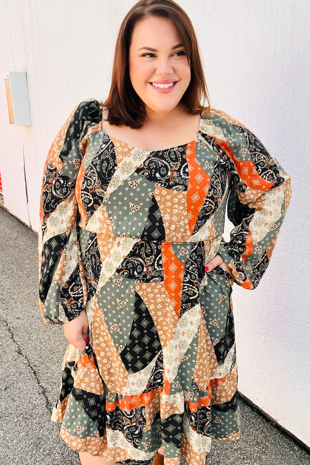 Prepared For Anything Boho Patchwork Midi Dress