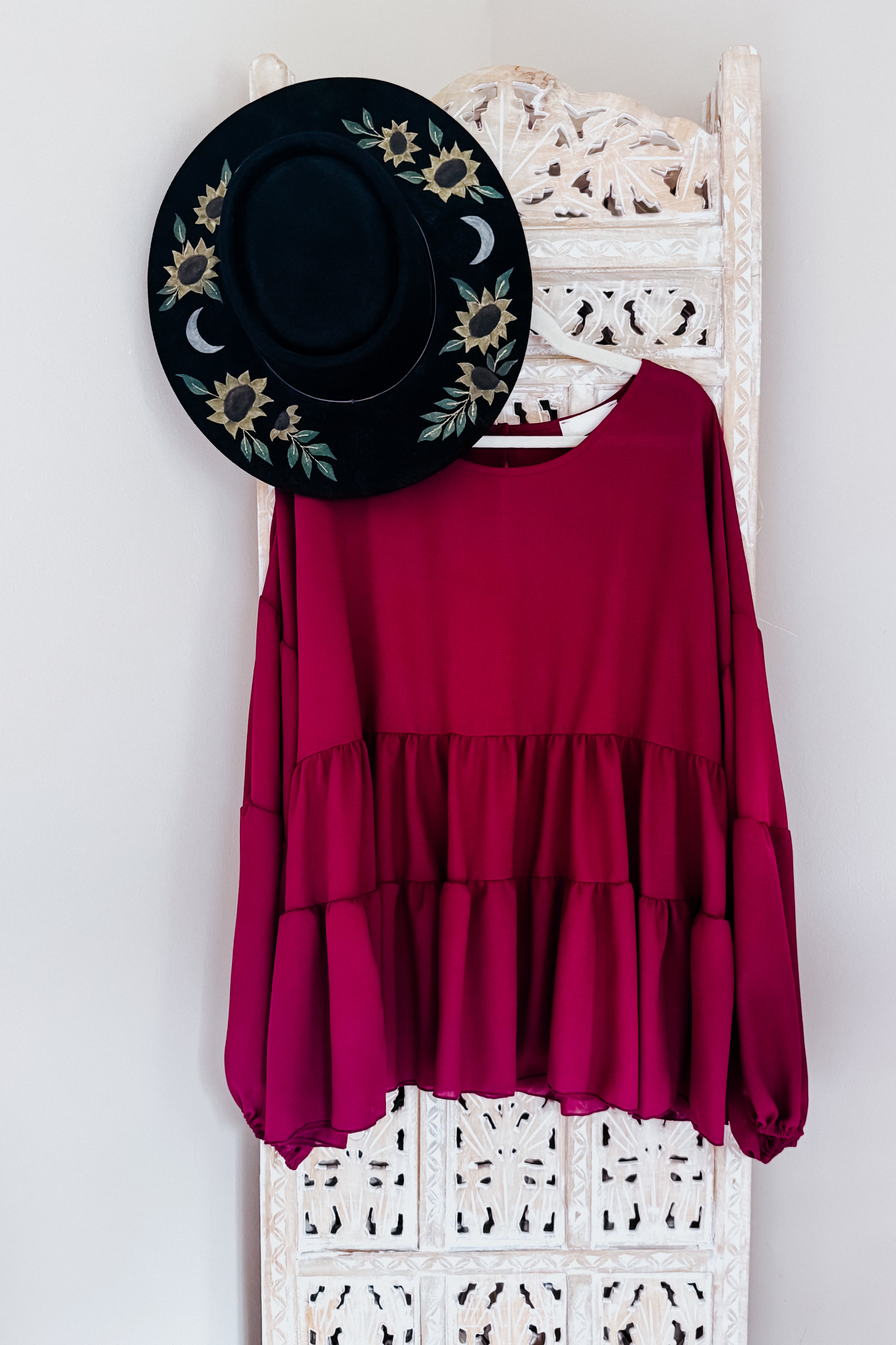 Take Me Home Babydoll Blouse • Wine