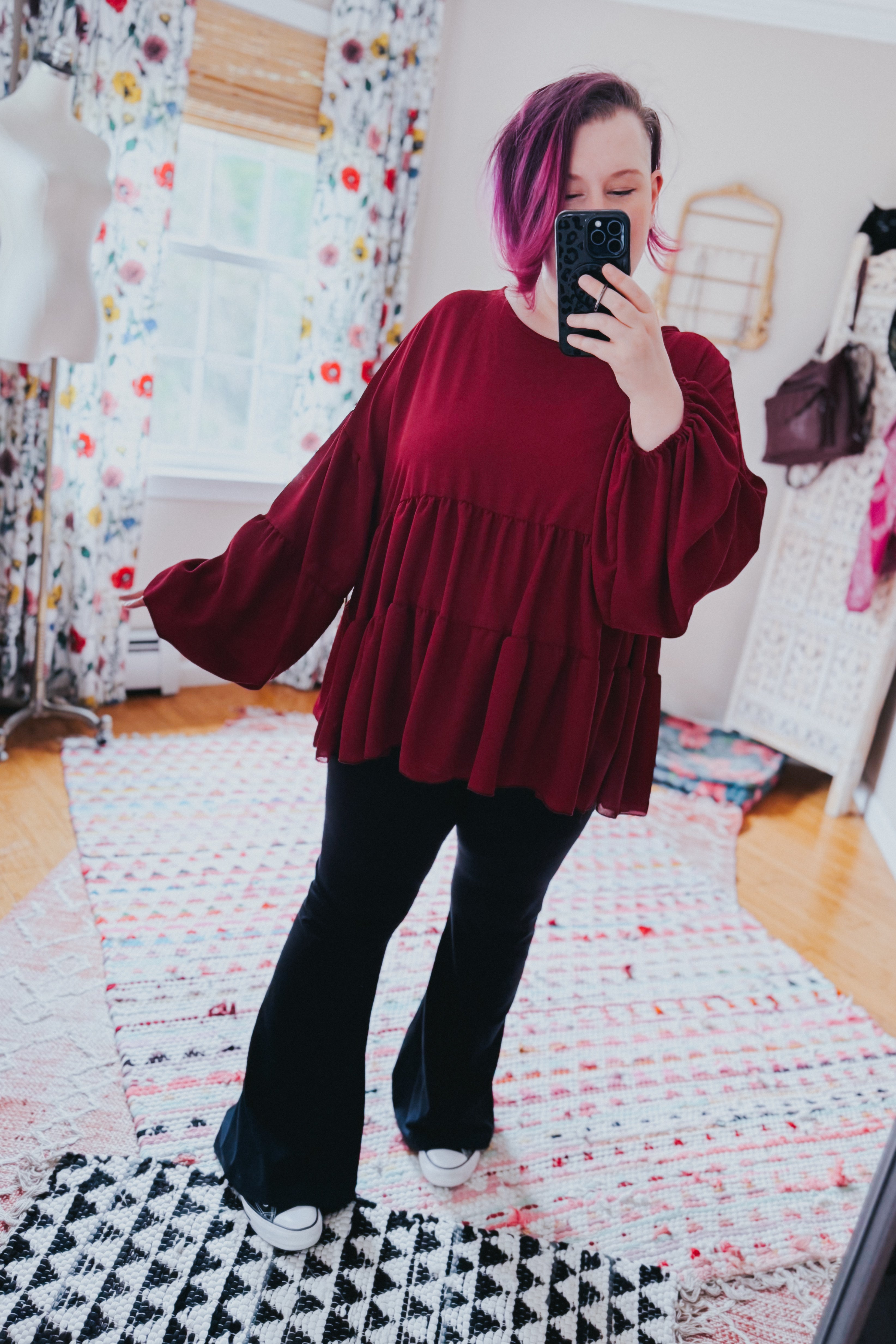 Take Me Home Babydoll Blouse • Wine