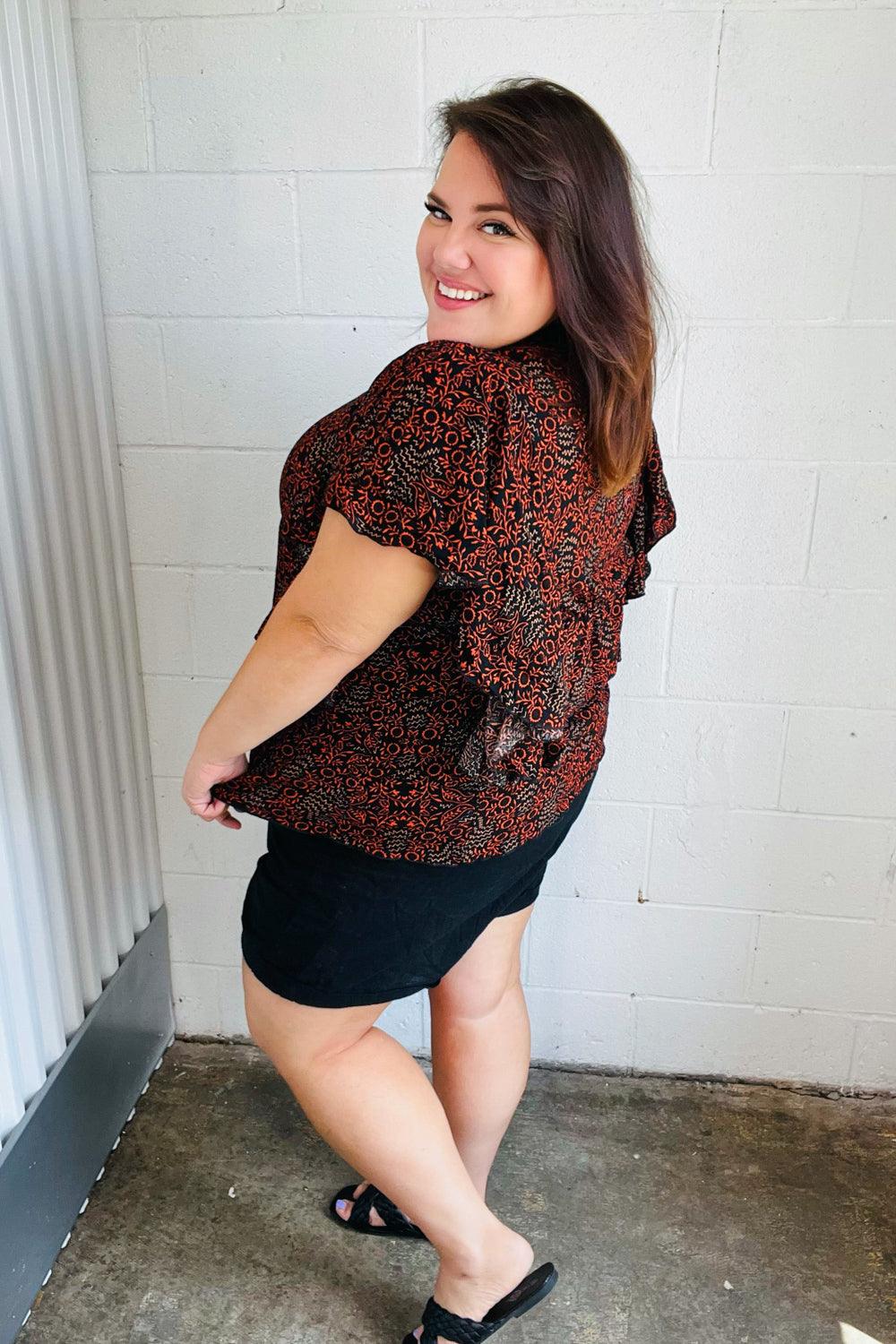 Sing This Song Side Ruffle Top - Atomic Wildflower