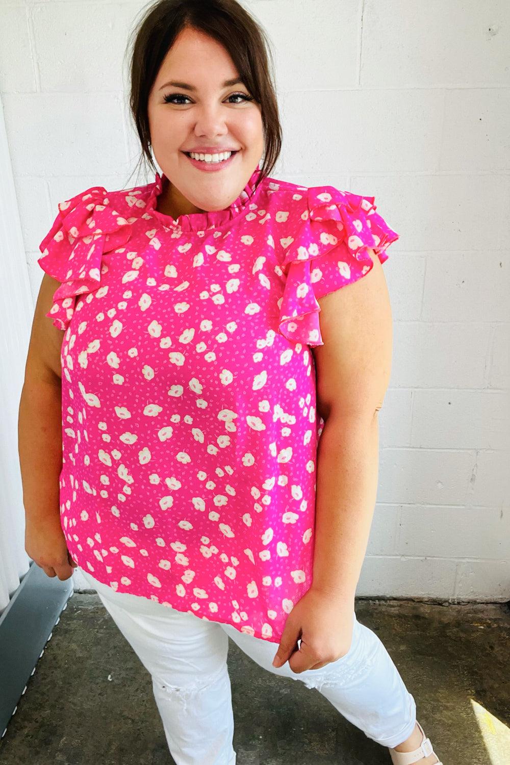 Everything’s Rosie Double Flutter Sleeve Top - Atomic Wildflower