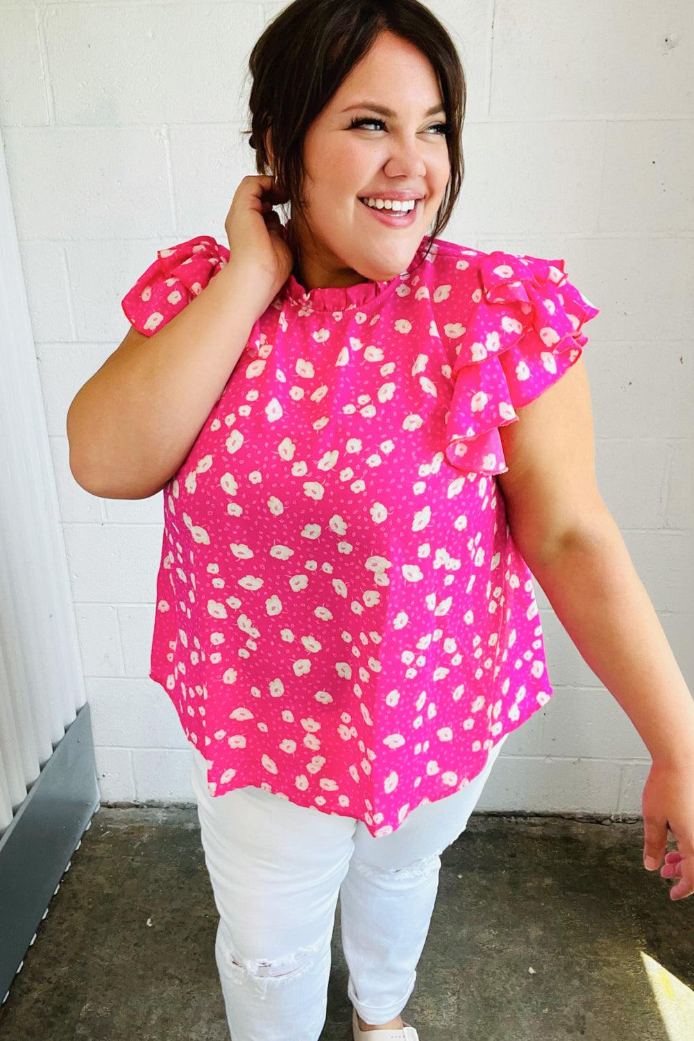 Everything’s Rosie Double Flutter Sleeve Top - Atomic Wildflower