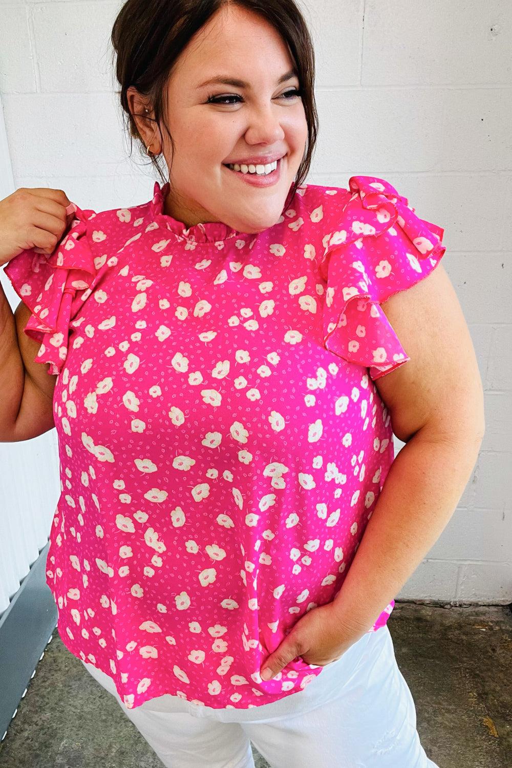 Everything’s Rosie Double Flutter Sleeve Top - Atomic Wildflower
