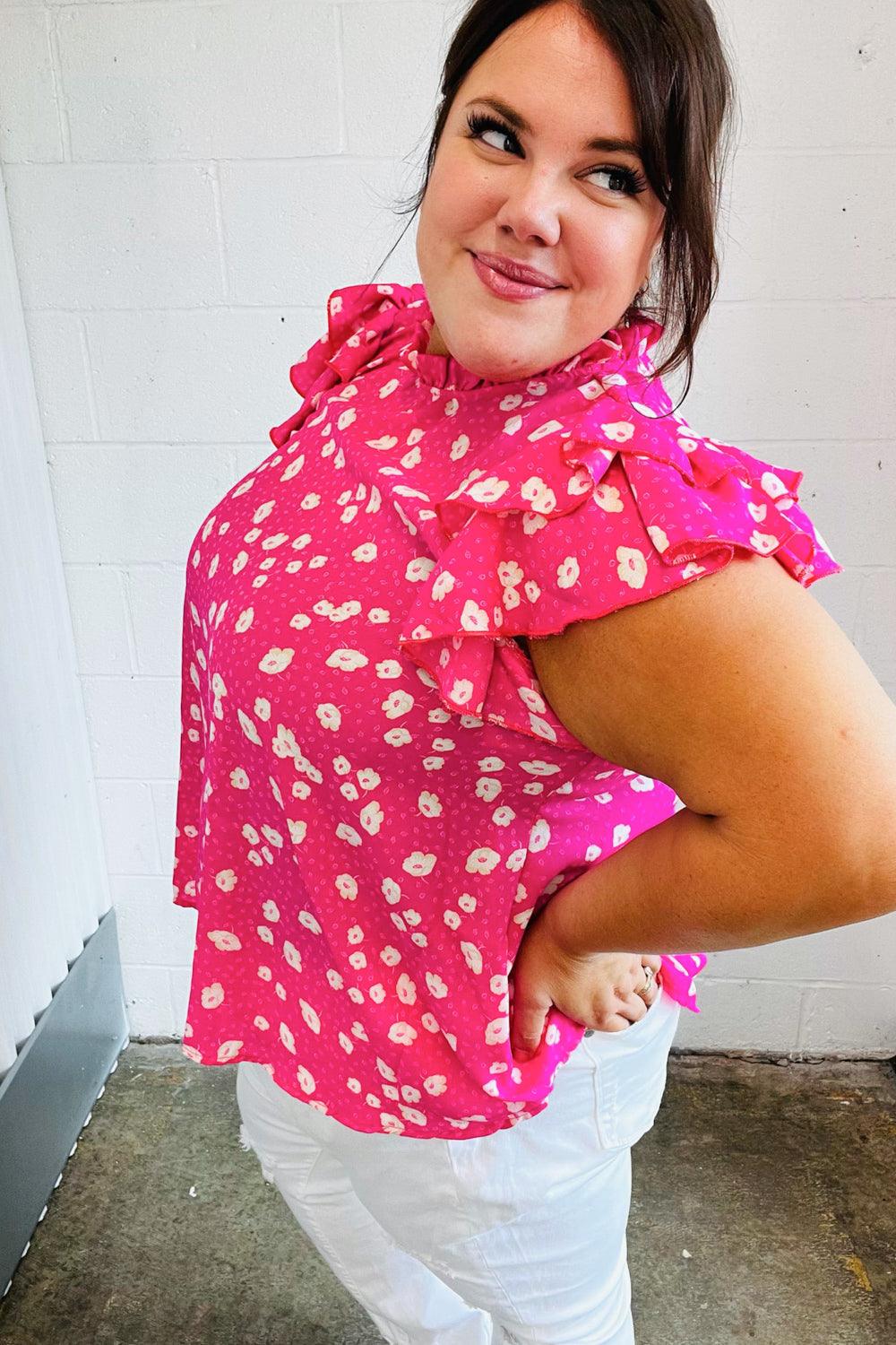 Everything’s Rosie Double Flutter Sleeve Top - Atomic Wildflower