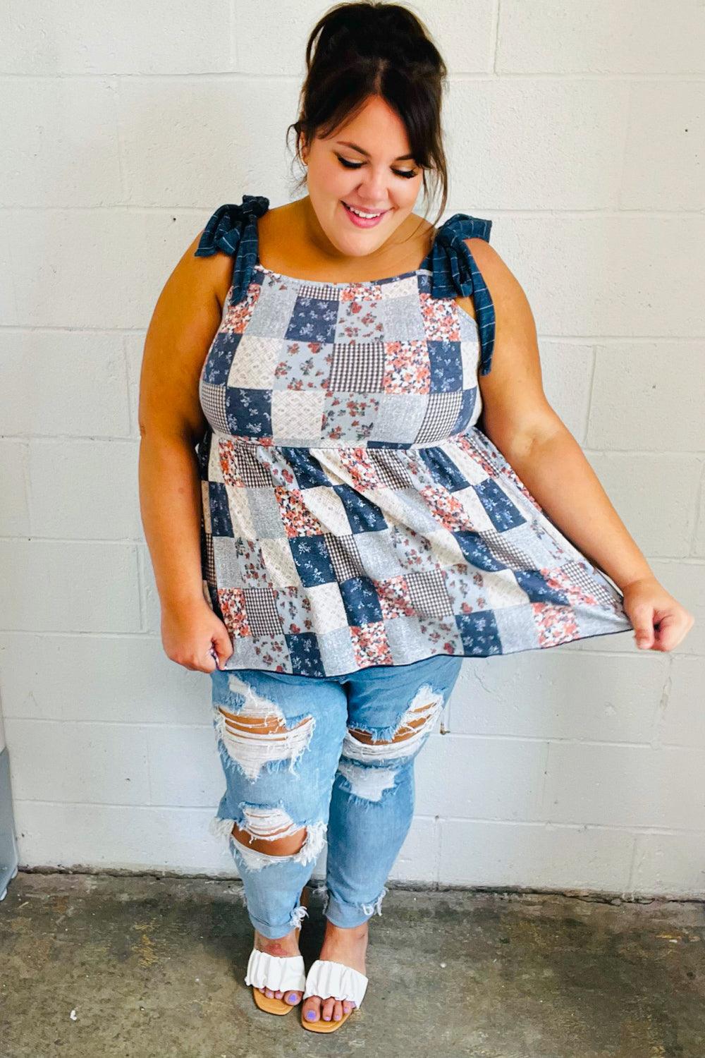 Endless Summer Patchwork Babydoll Top - Atomic Wildflower