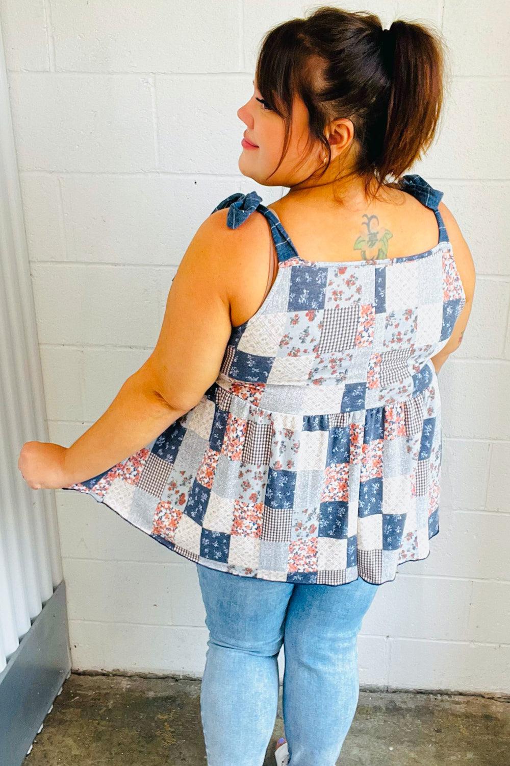 Endless Summer Patchwork Babydoll Top - Atomic Wildflower