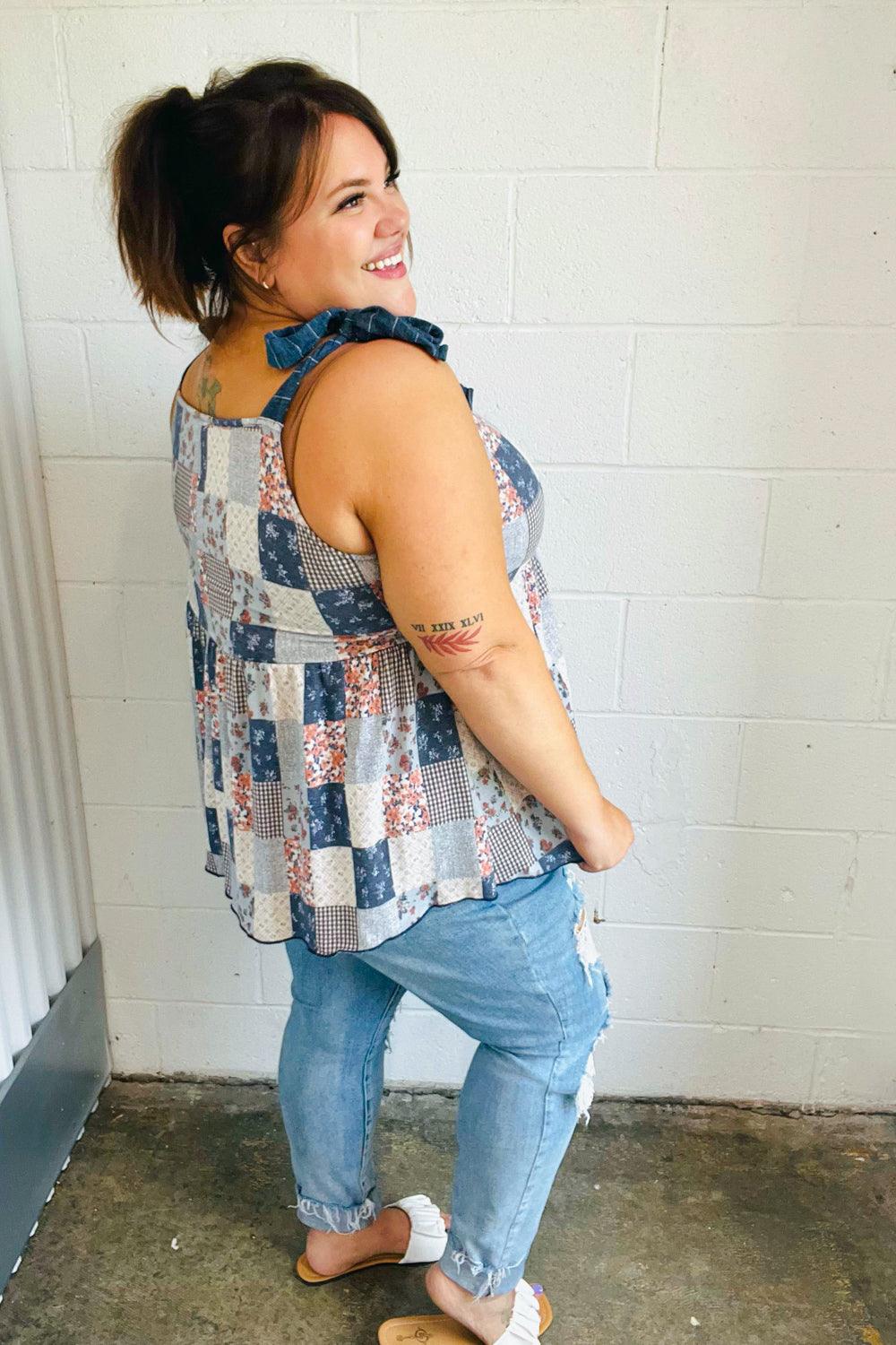 Endless Summer Patchwork Babydoll Top - Atomic Wildflower