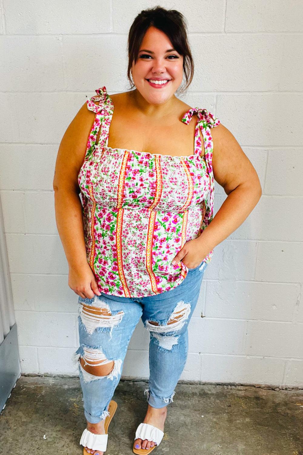 Sweet Valley Smocked Top - Atomic Wildflower