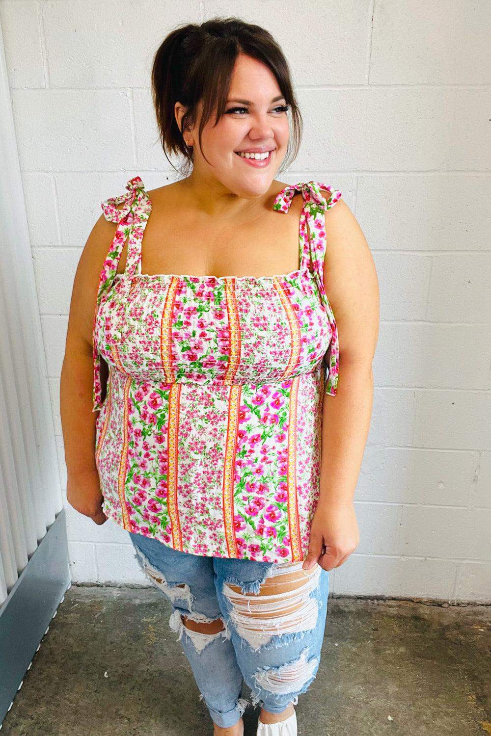Sweet Valley Smocked Top - Atomic Wildflower