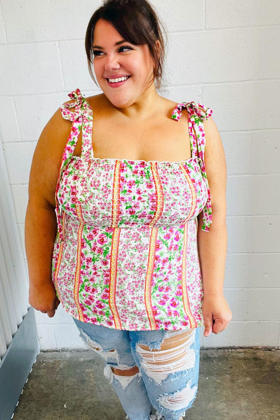 Sweet Valley Smocked Top - Atomic Wildflower