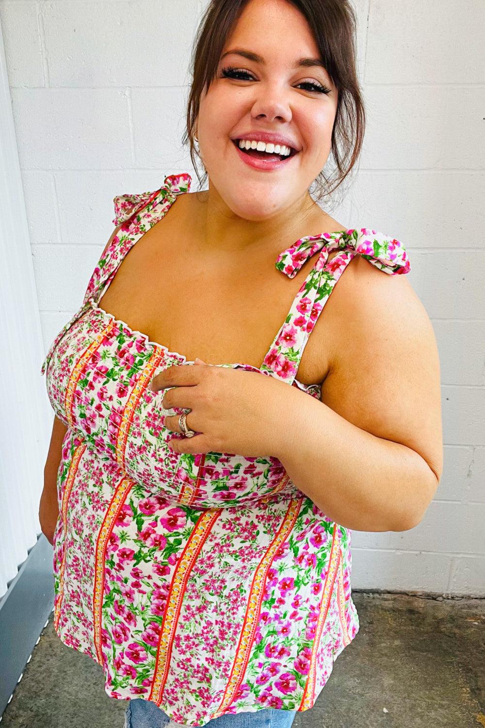 Sweet Valley Smocked Top - Atomic Wildflower