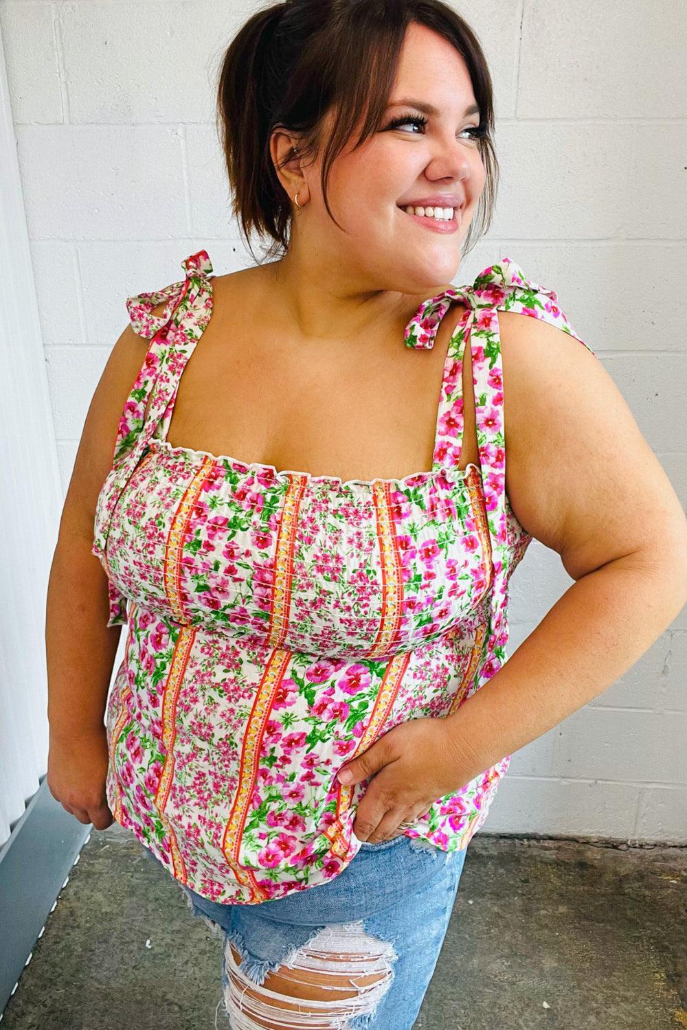 Sweet Valley Smocked Top - Atomic Wildflower