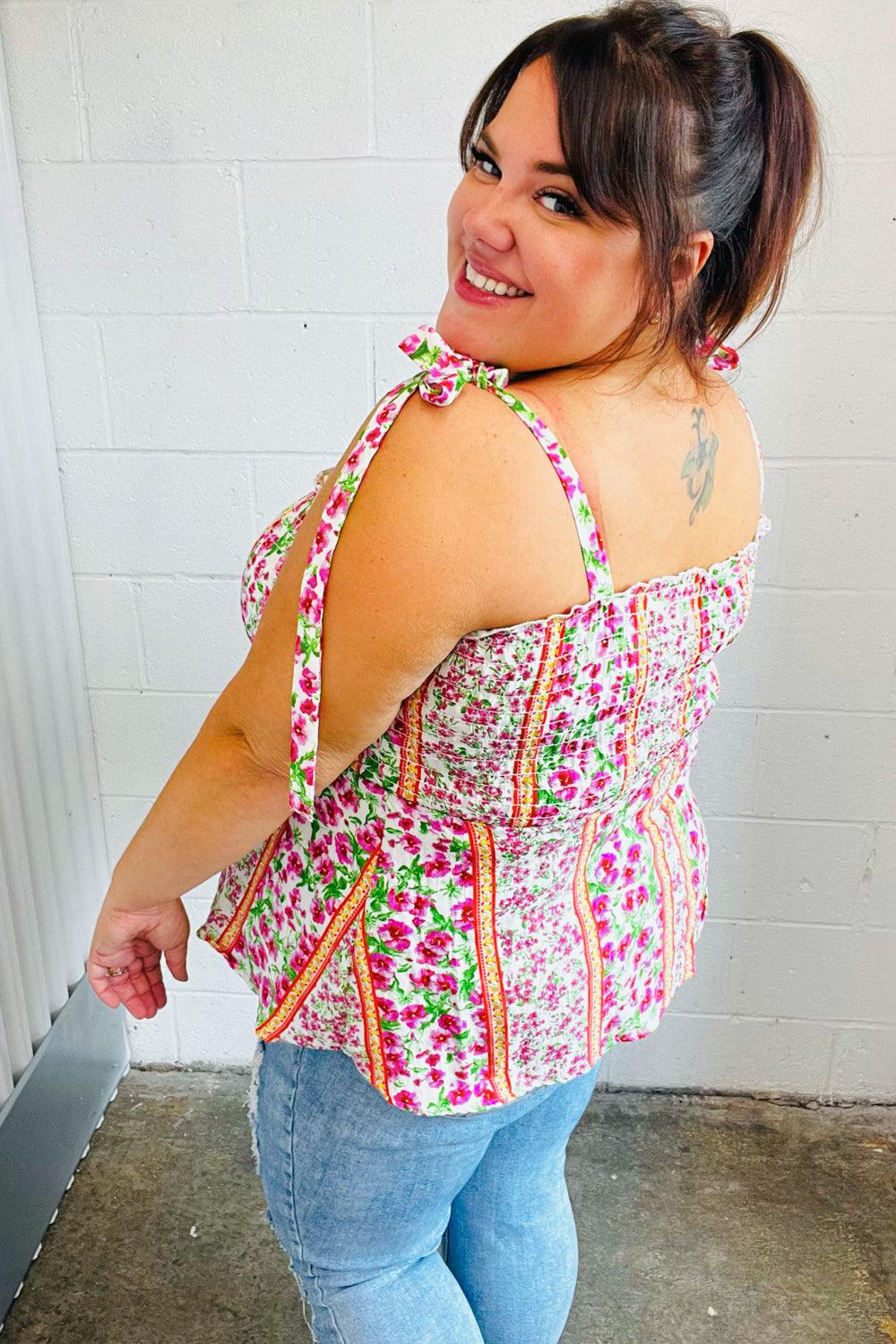 Sweet Valley Smocked Top - Atomic Wildflower