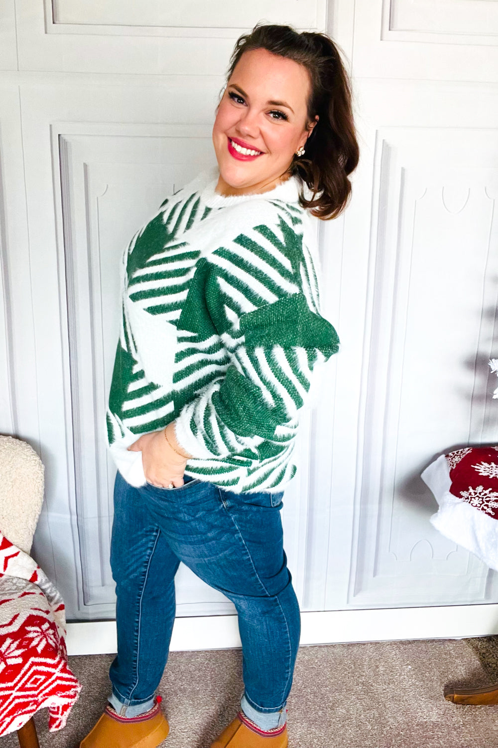 Keep On Trying Plaid Soft Brushed Hairy Sweater