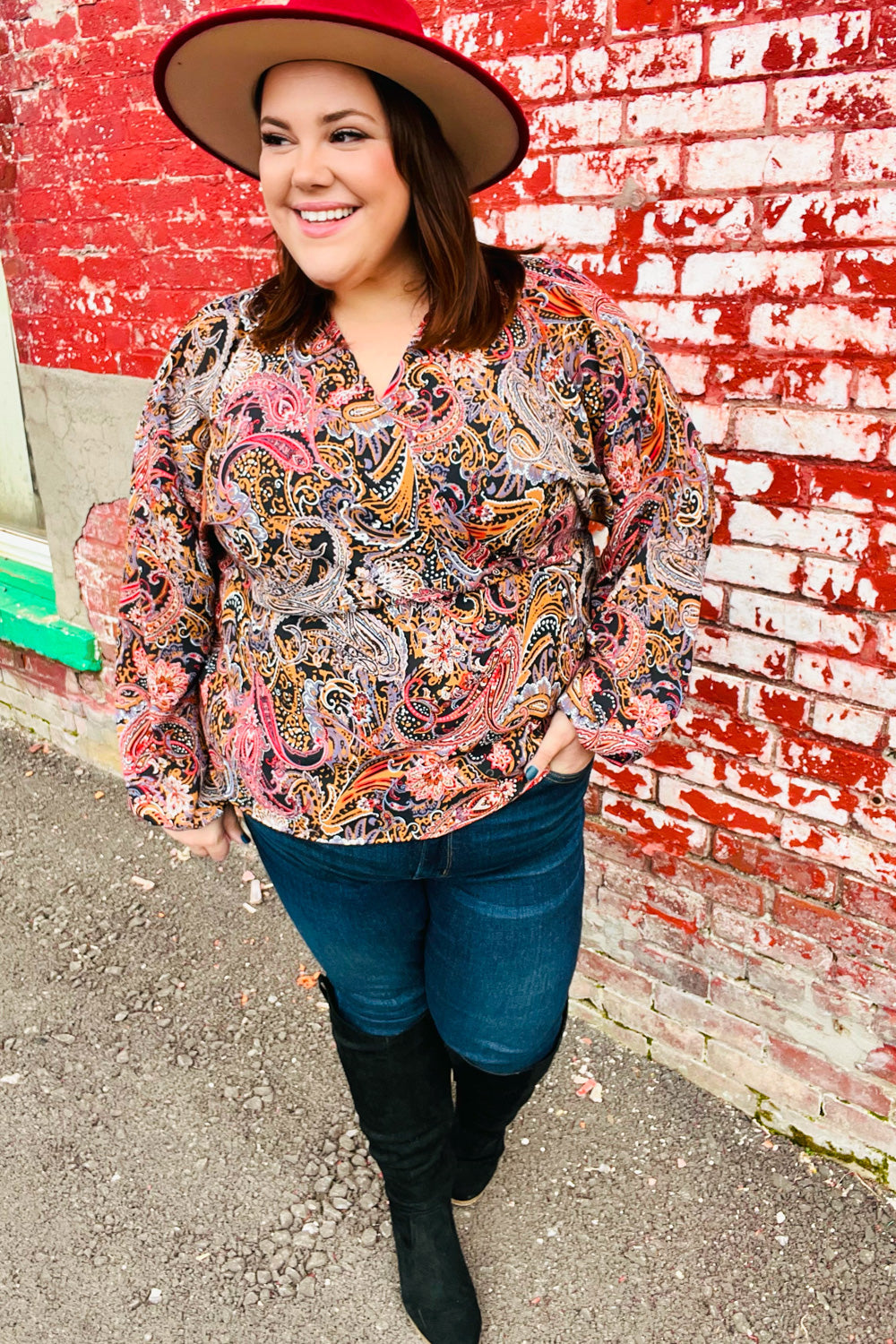 Putting It Paisley Surplice Peplum Top
