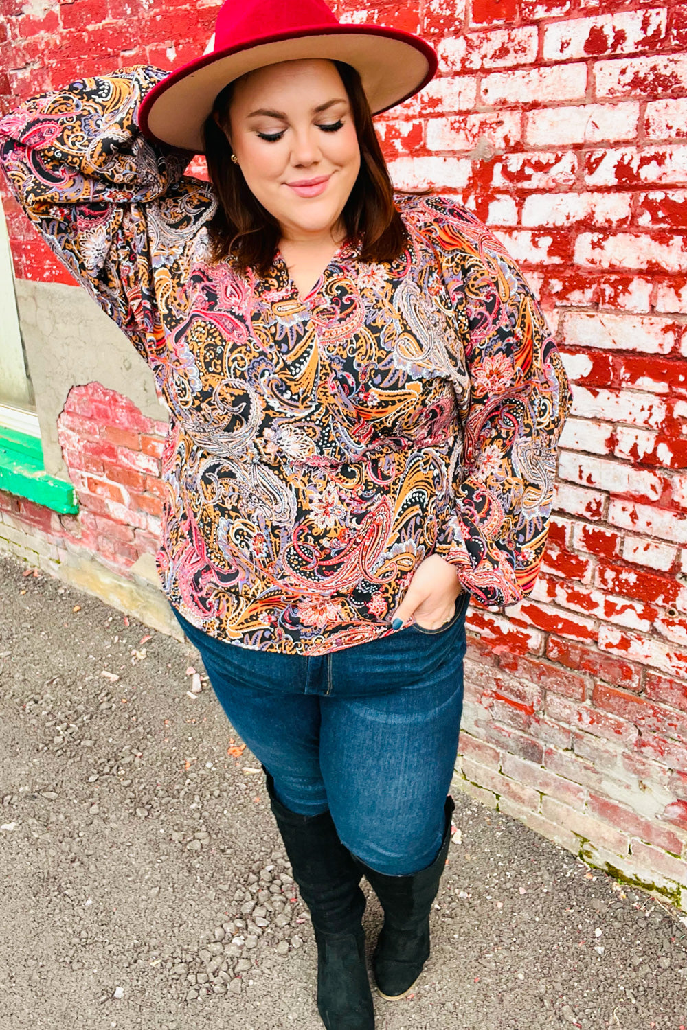 Putting It Paisley Surplice Peplum Top