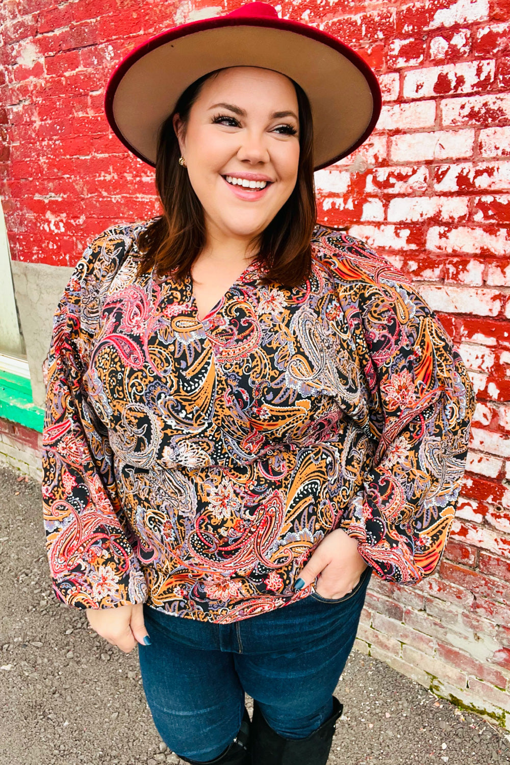 Putting It Paisley Surplice Peplum Top
