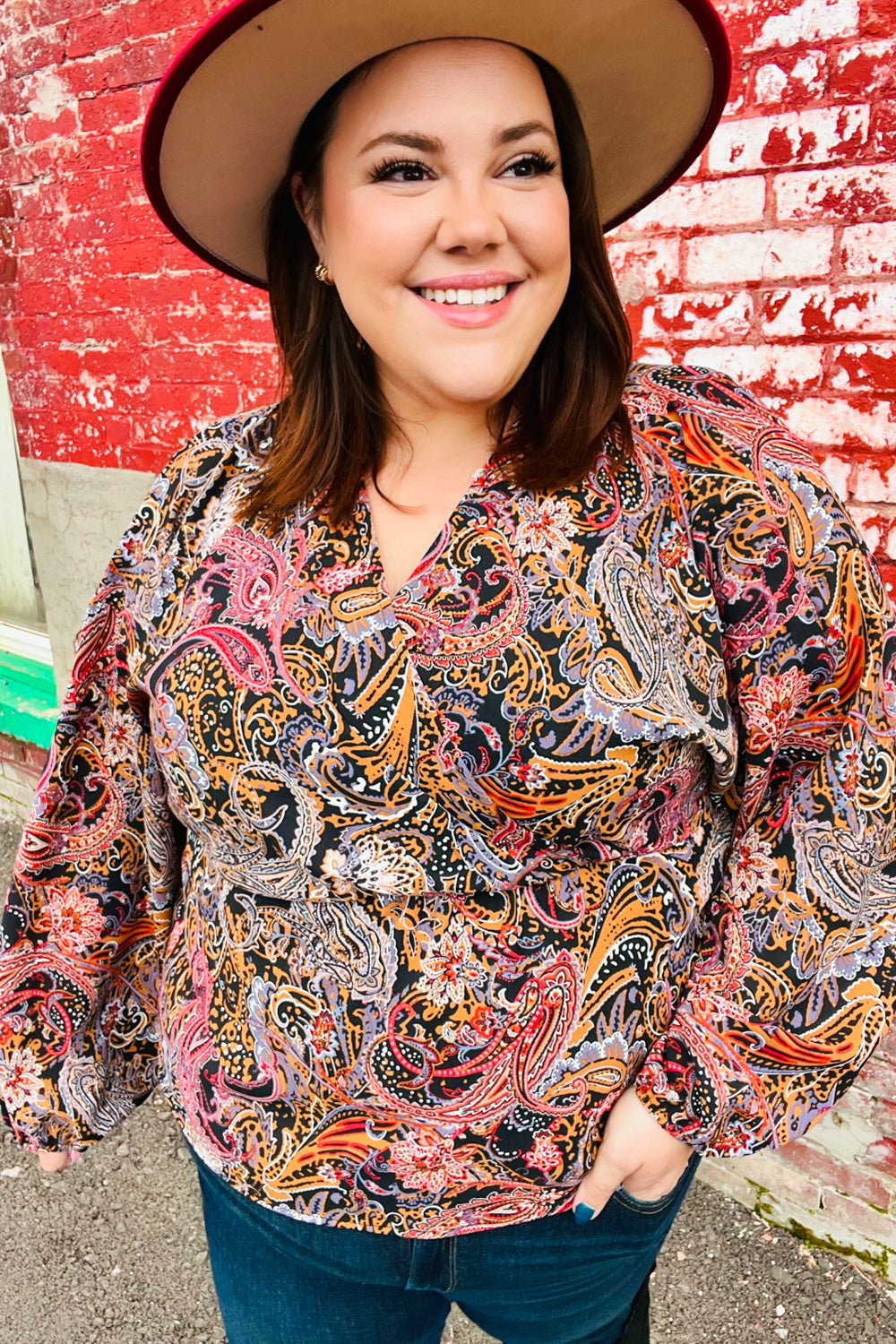 Putting It Paisley Surplice Peplum Top