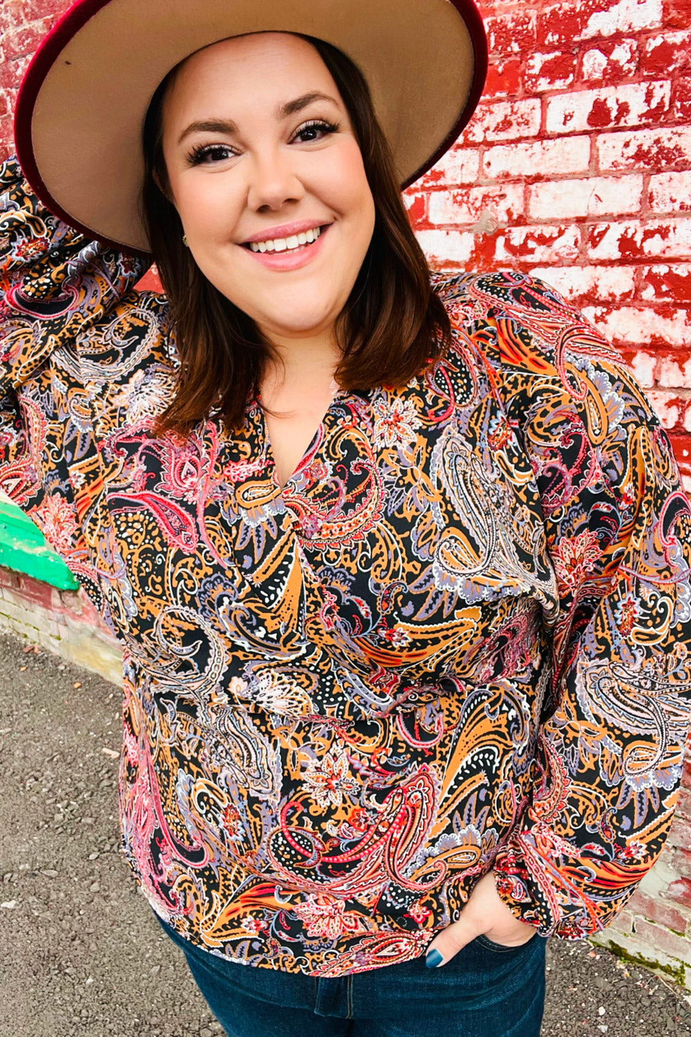 Putting It Paisley Surplice Peplum Top