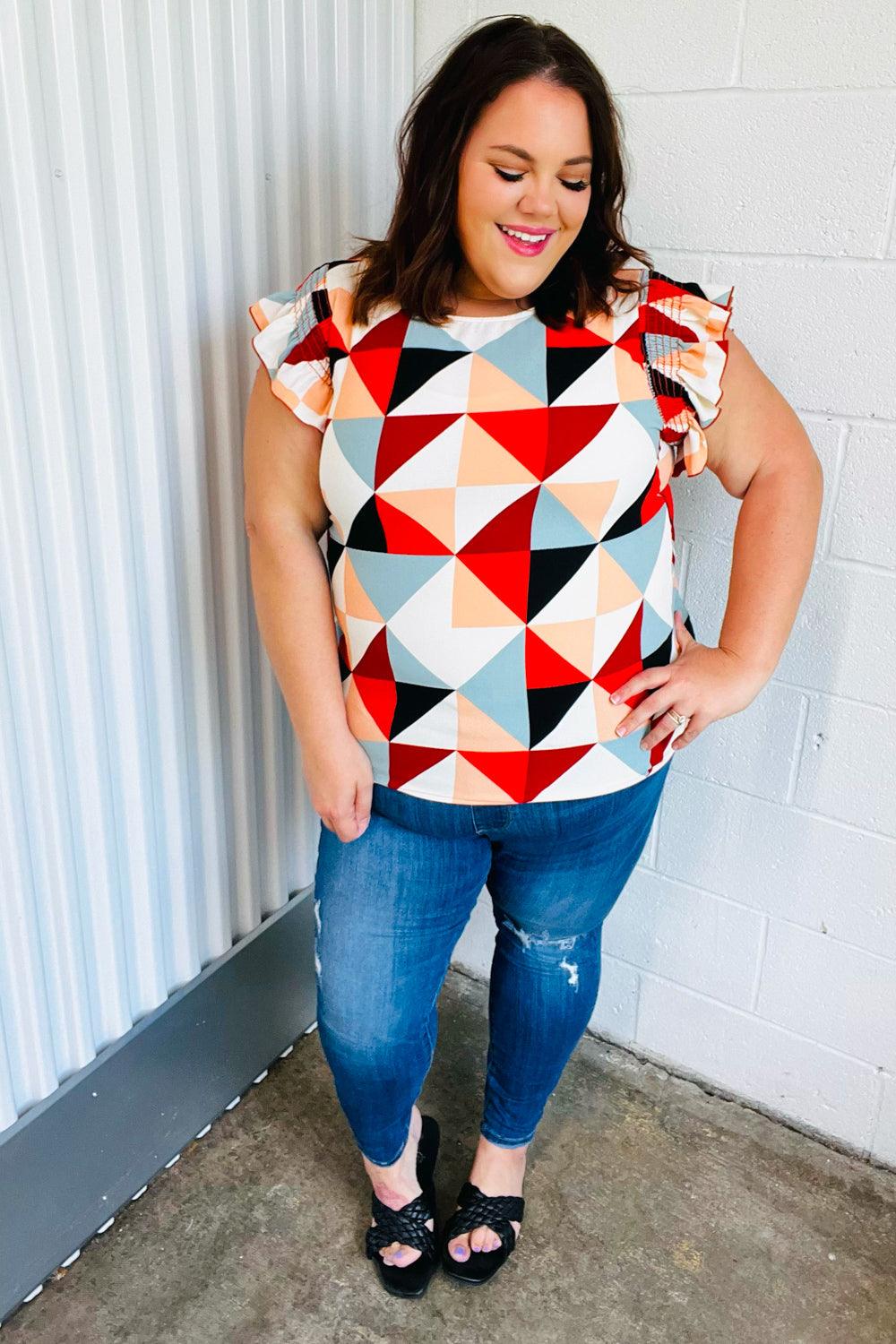 Make You Happy Frill Sleeve Top - Atomic Wildflower