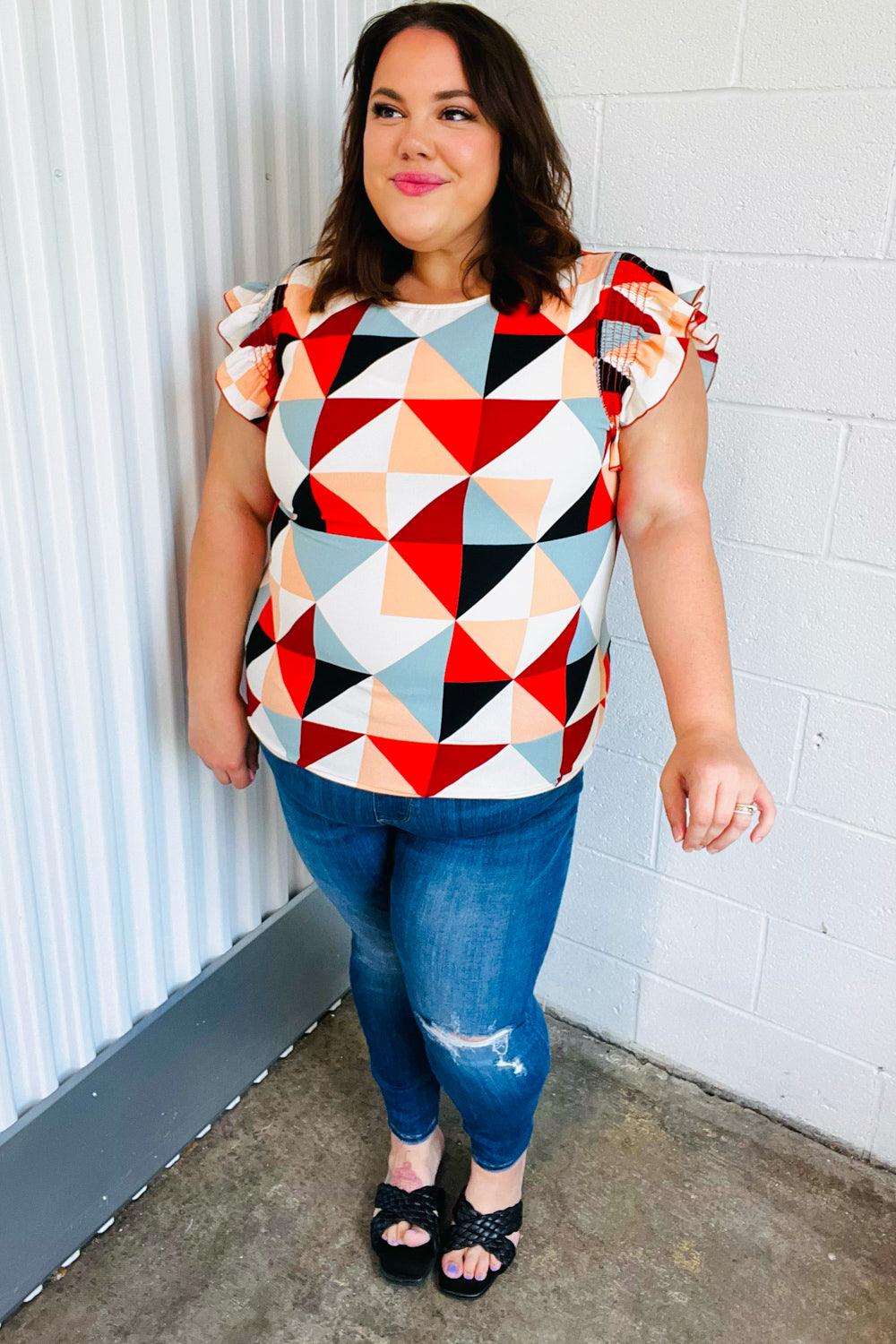 Make You Happy Frill Sleeve Top - Atomic Wildflower