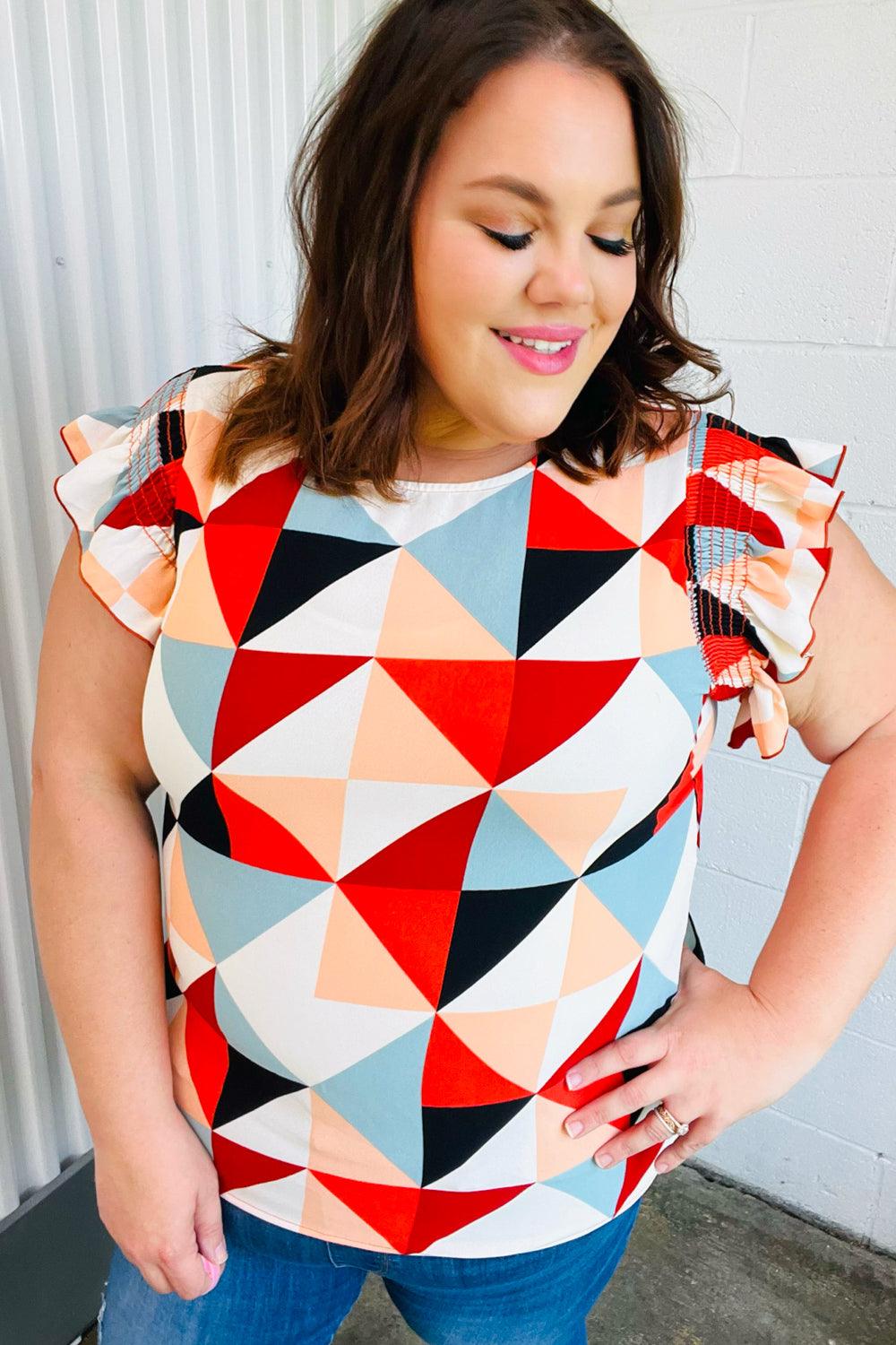 Make You Happy Frill Sleeve Top - Atomic Wildflower