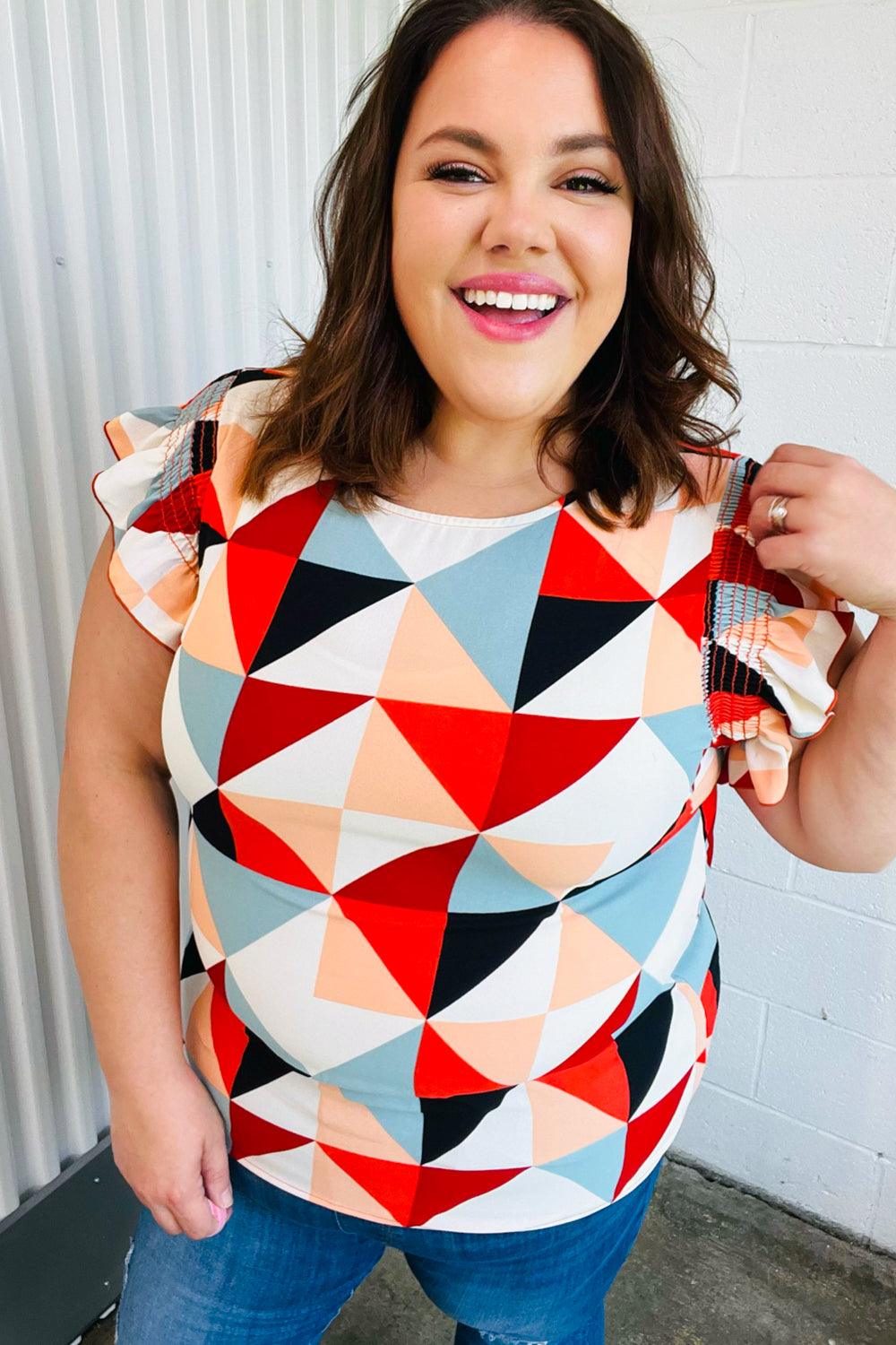 Make You Happy Frill Sleeve Top - Atomic Wildflower