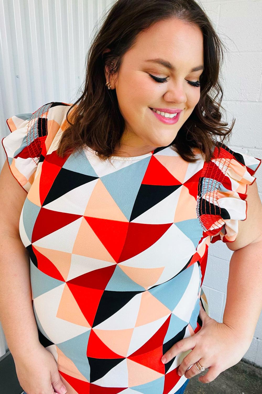 Make You Happy Frill Sleeve Top - Atomic Wildflower