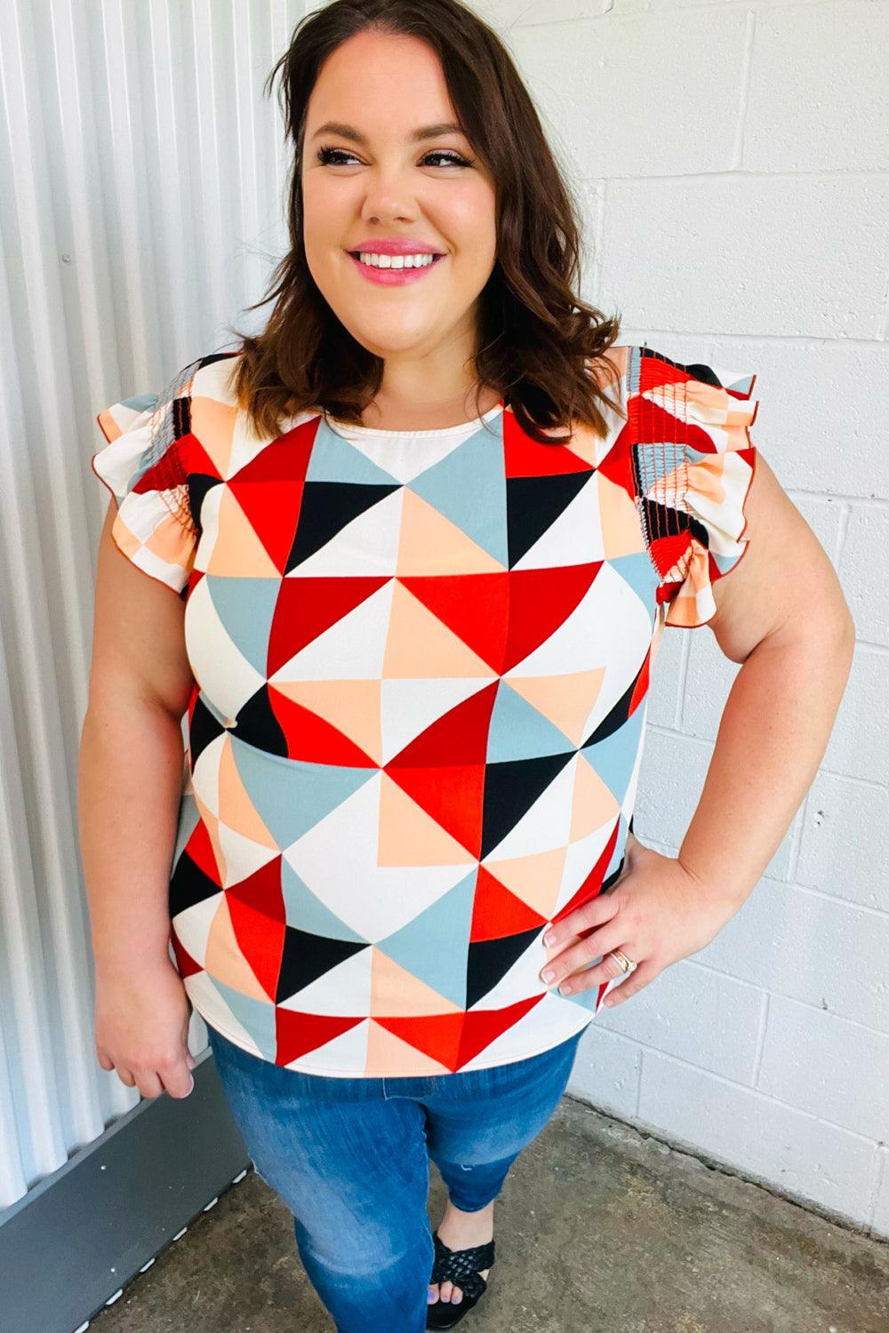 Make You Happy Frill Sleeve Top - Atomic Wildflower