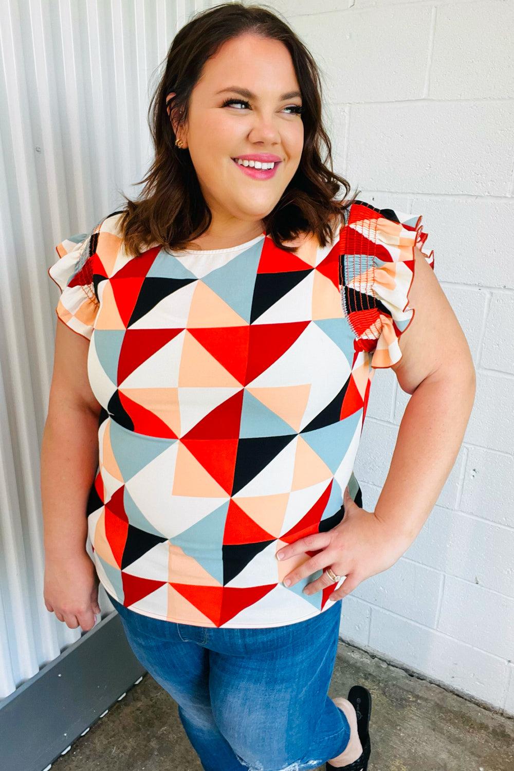 Make You Happy Frill Sleeve Top - Atomic Wildflower