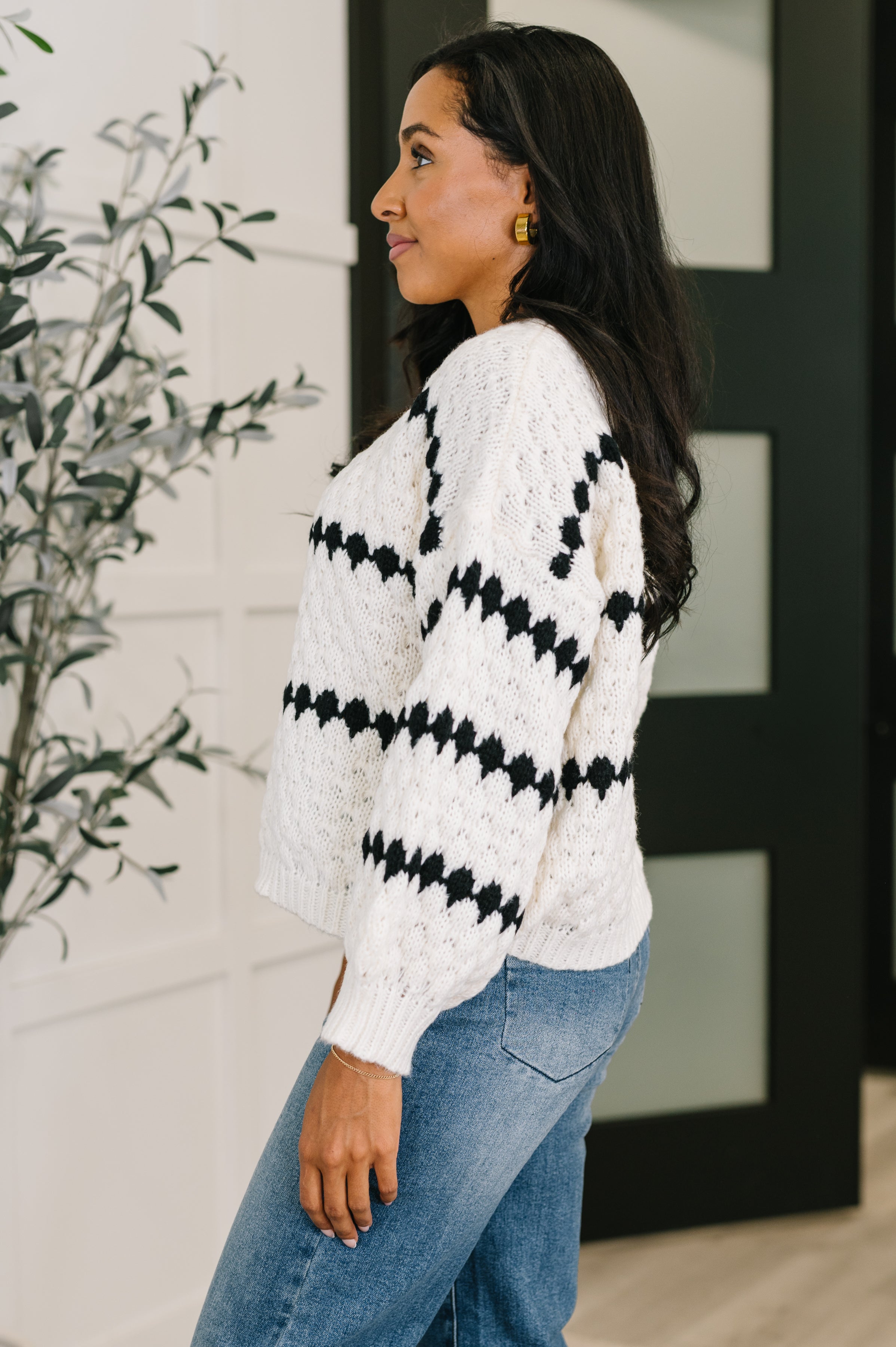 Ivy Lane Textured Sweater • White & Black