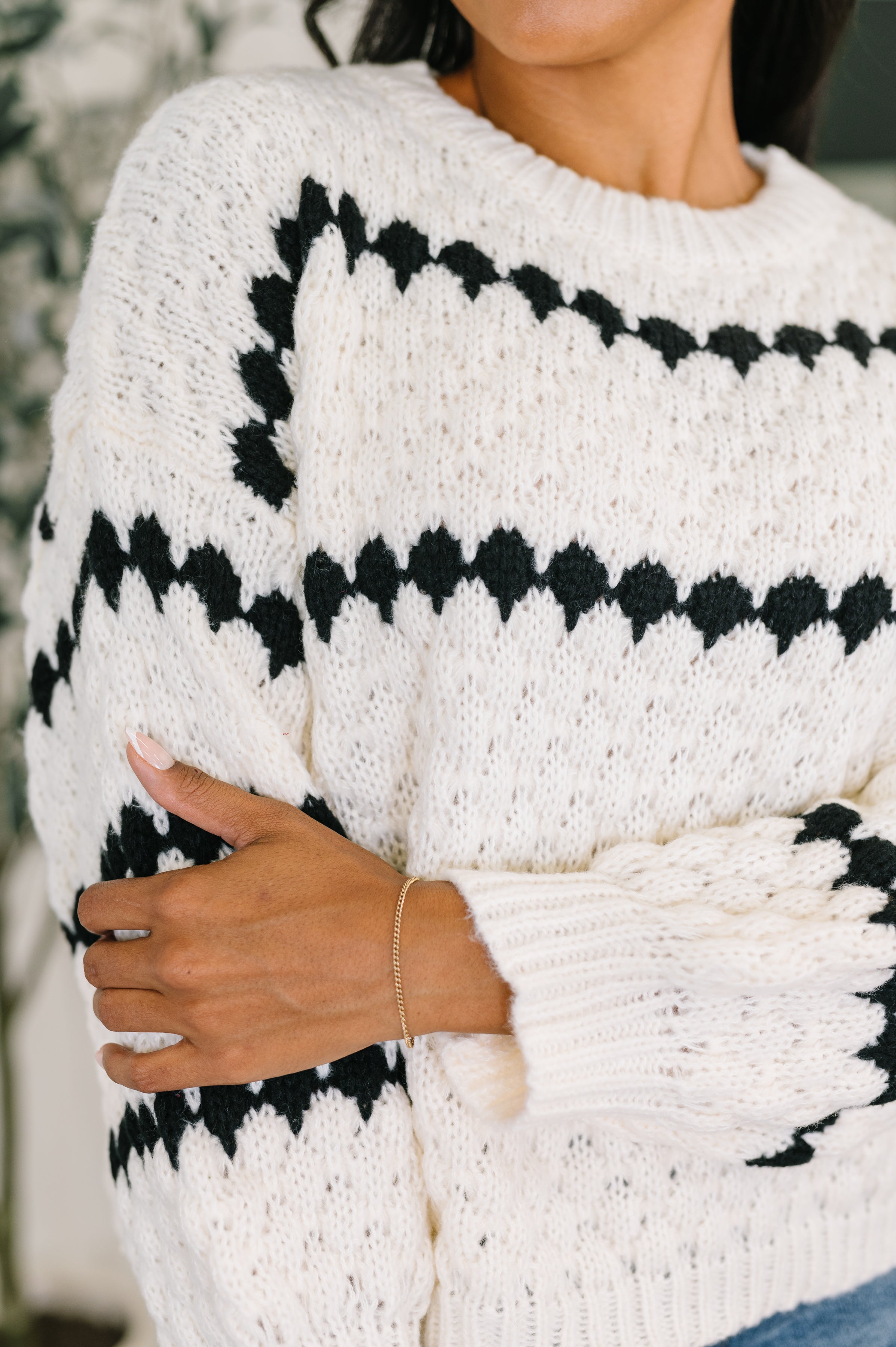 Ivy Lane Textured Sweater • White & Black