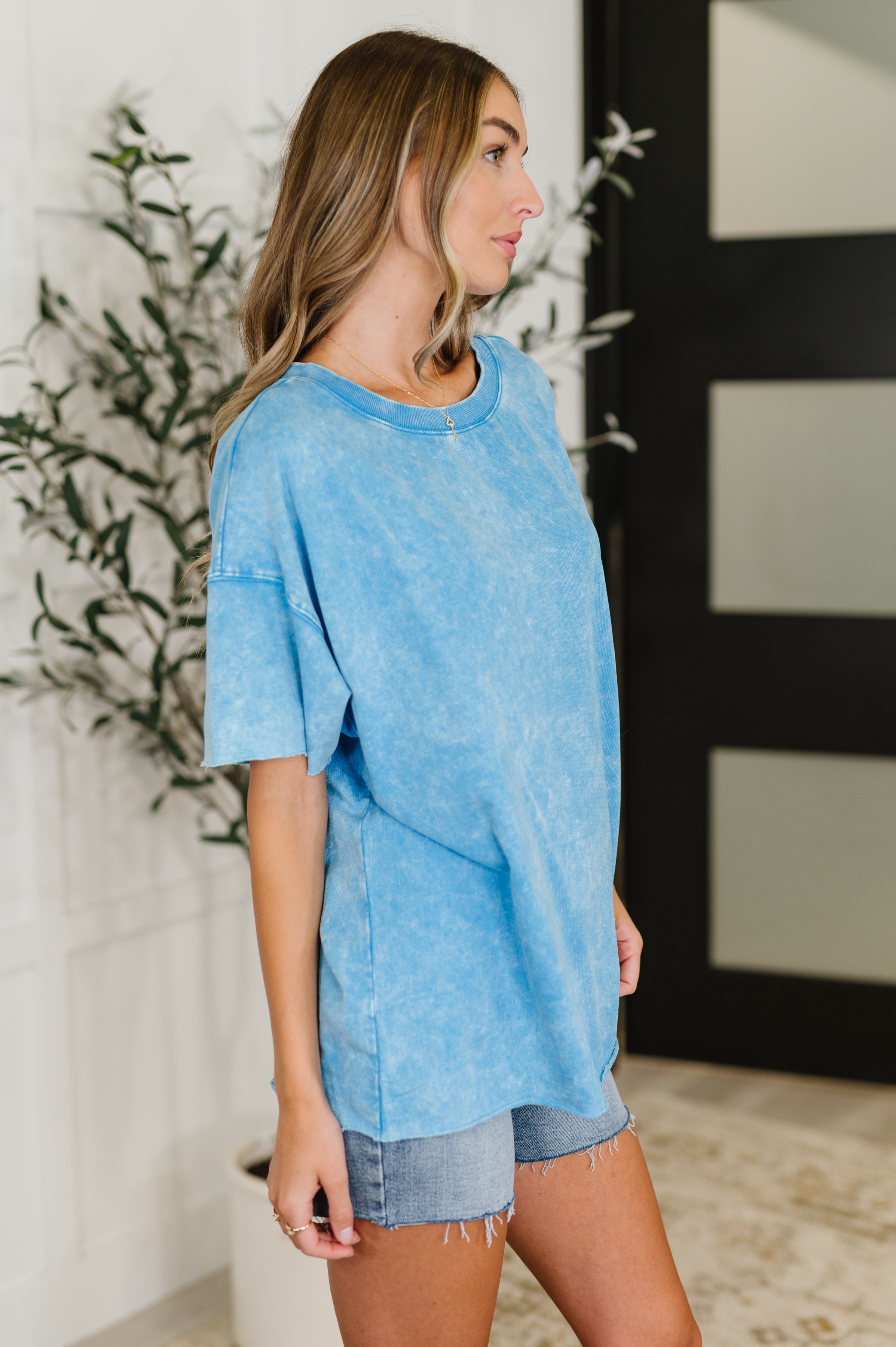 Just My Type Mineral Wash Relaxed Top • Deep Sky