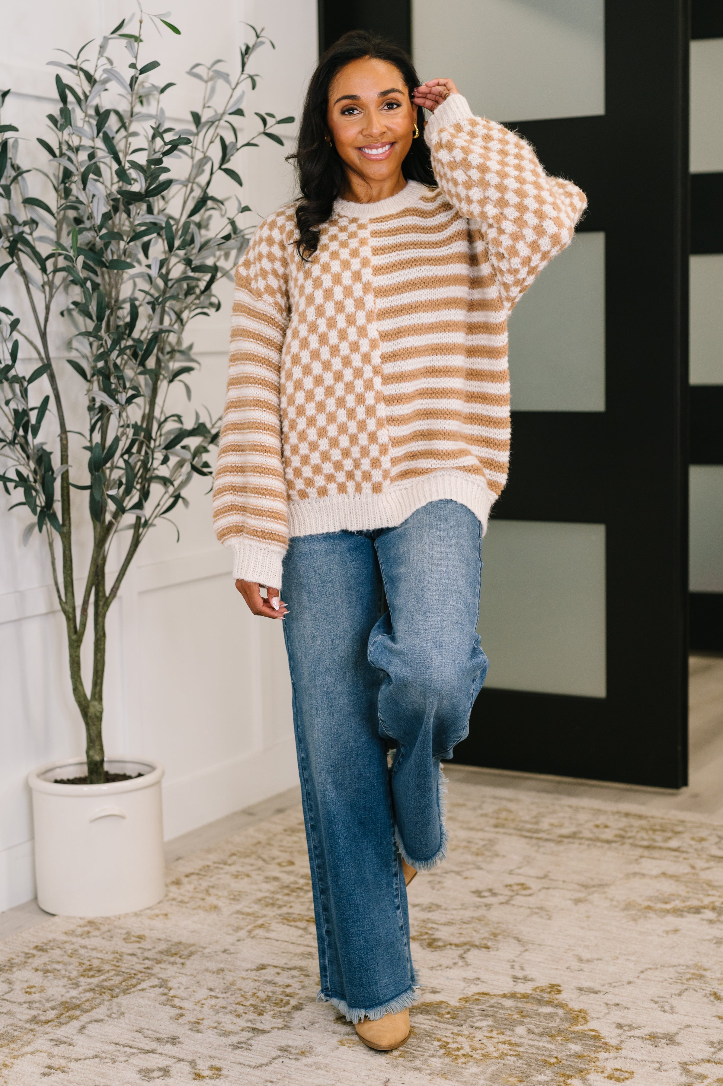Pattern Play Oversized Pullover • Taupe